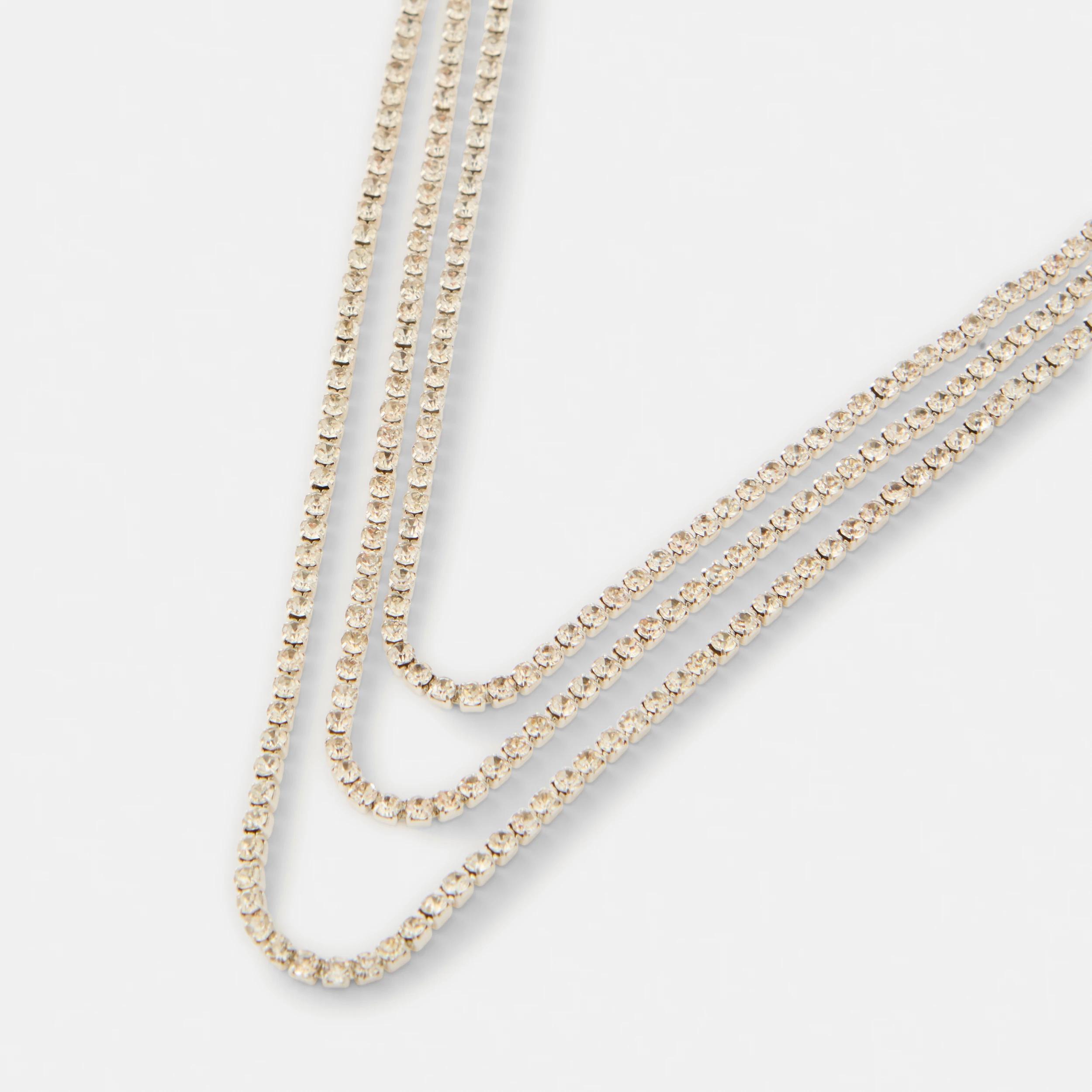 2 Cubic Zirconia 3 Layer Necklace - Silver Tone Silver, 2 of 3