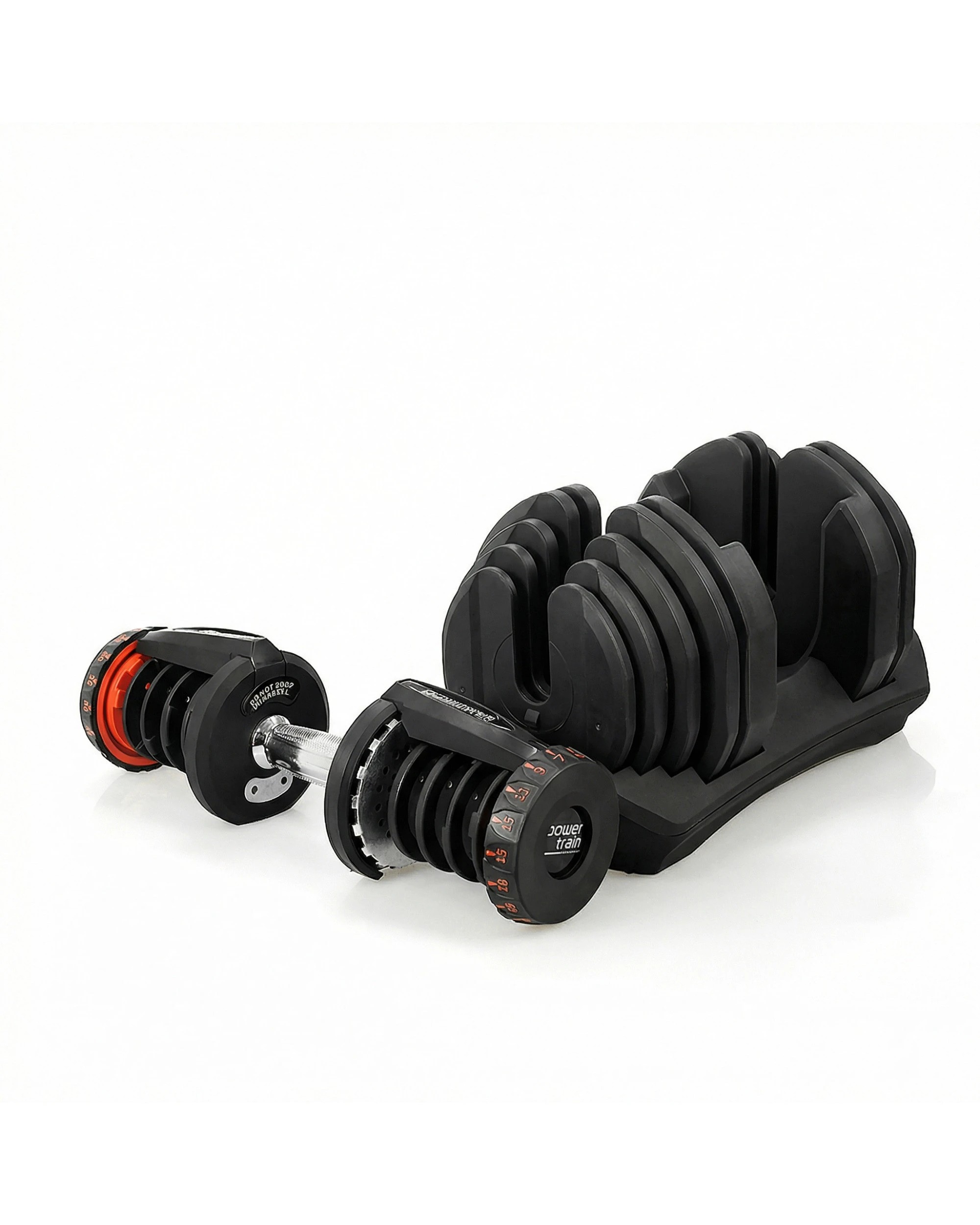 10 Powertrain 80KG Adjustable Dumbbell Set with FID Weight Bench - Black, 10 of 10