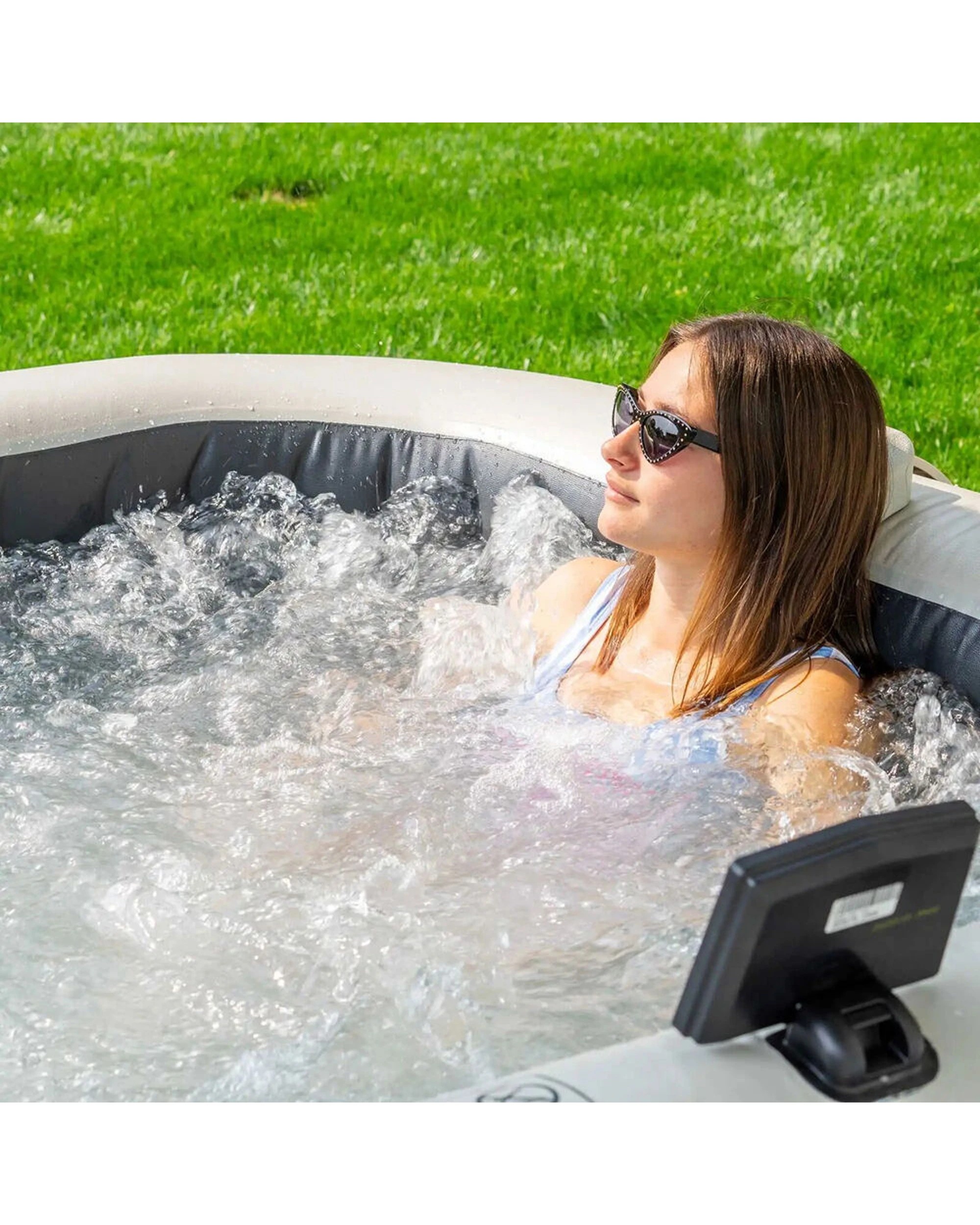 4 INTEX 6-Person Greystone Deluxe Square Bubble Spa Set 220-240V 6y+ - Grey, 4 of 9