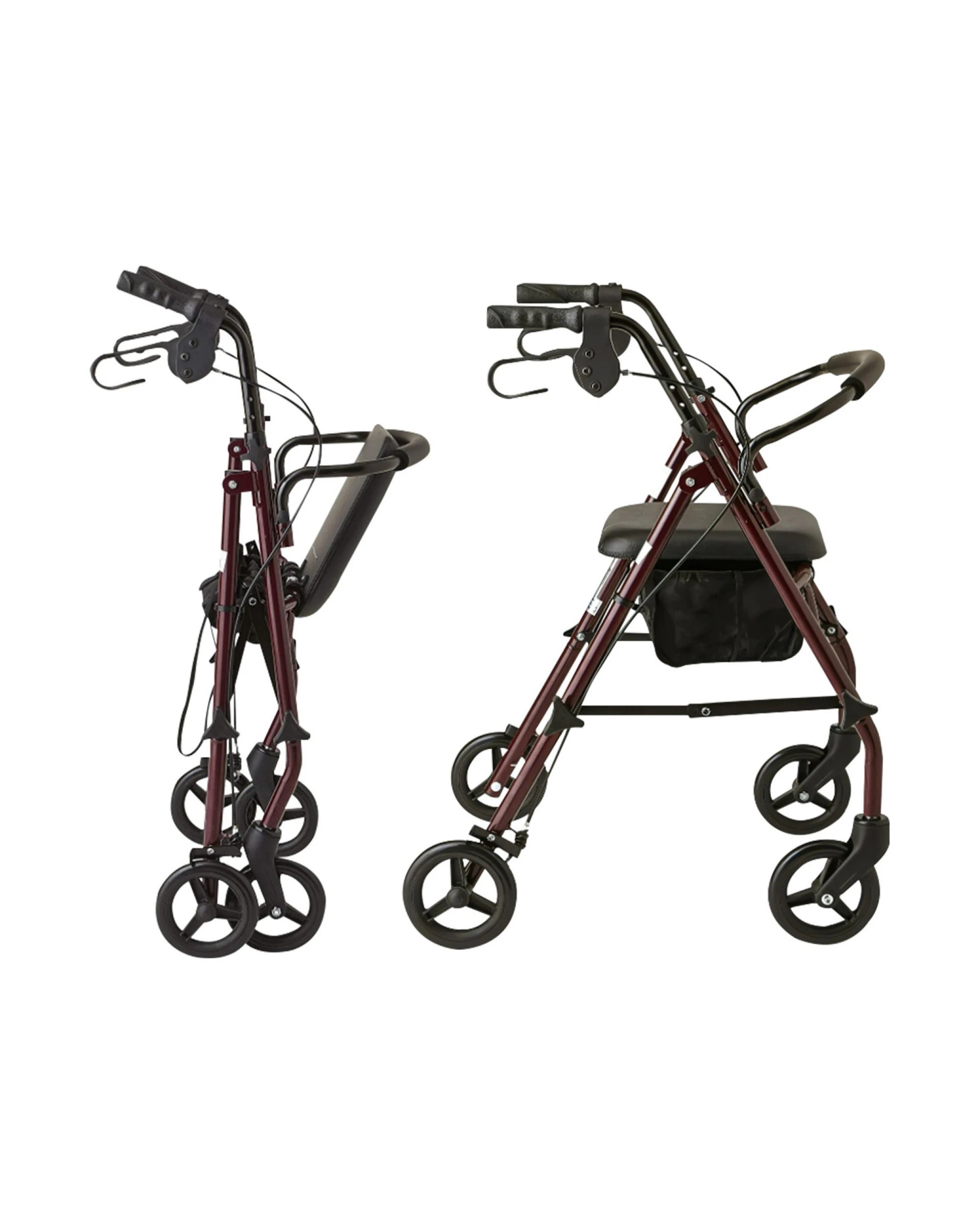 5 Orthonica Folding Steel Rollator 4-Wheel Walker, Adjustable Handles, Storage Seat - Black, 5 of 8