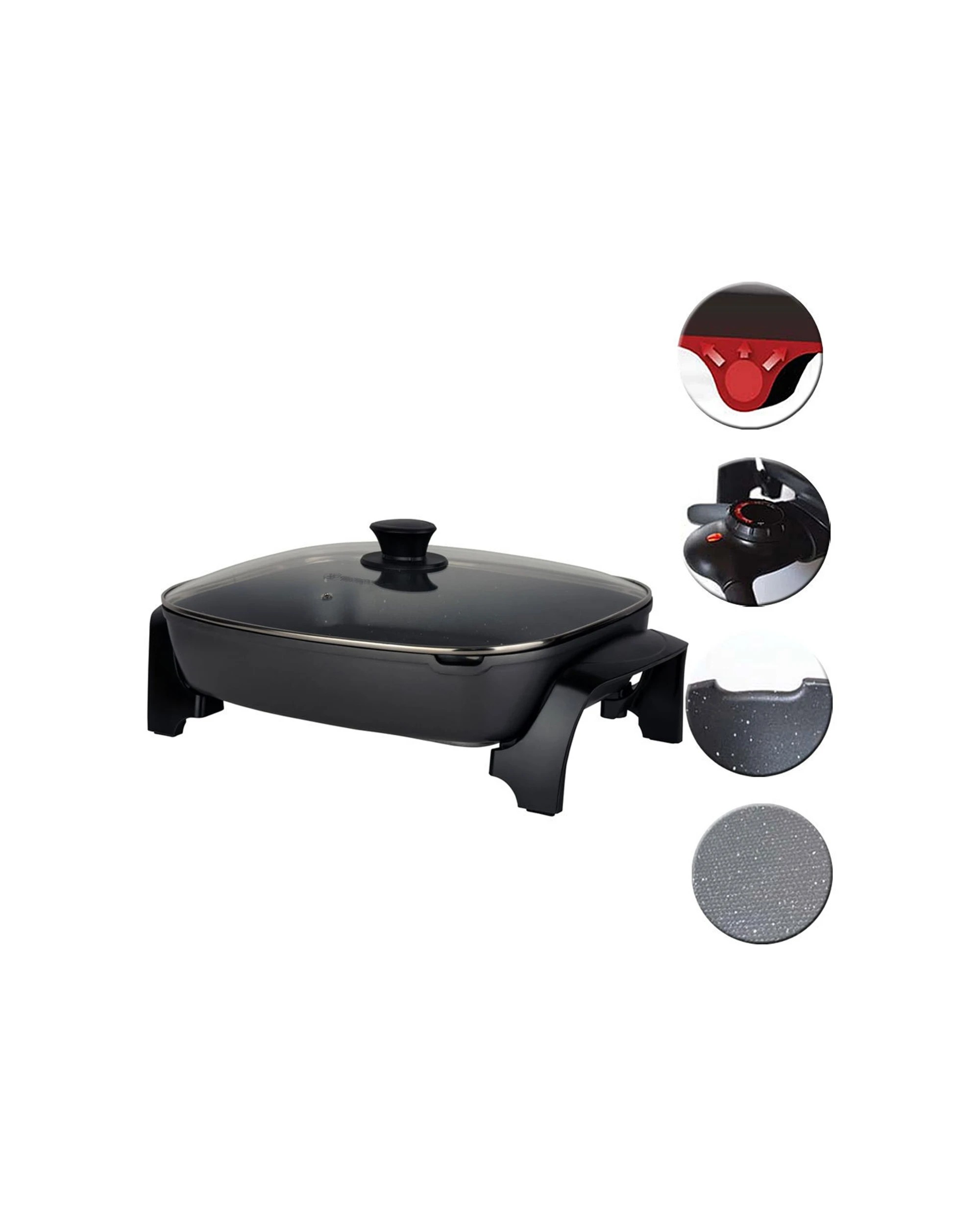 1 Westinghouse 2400w Non-stick Electric Skillet Fry Pan W/ Glass Lid Cookware Grey
 - Grey, 1 of 5