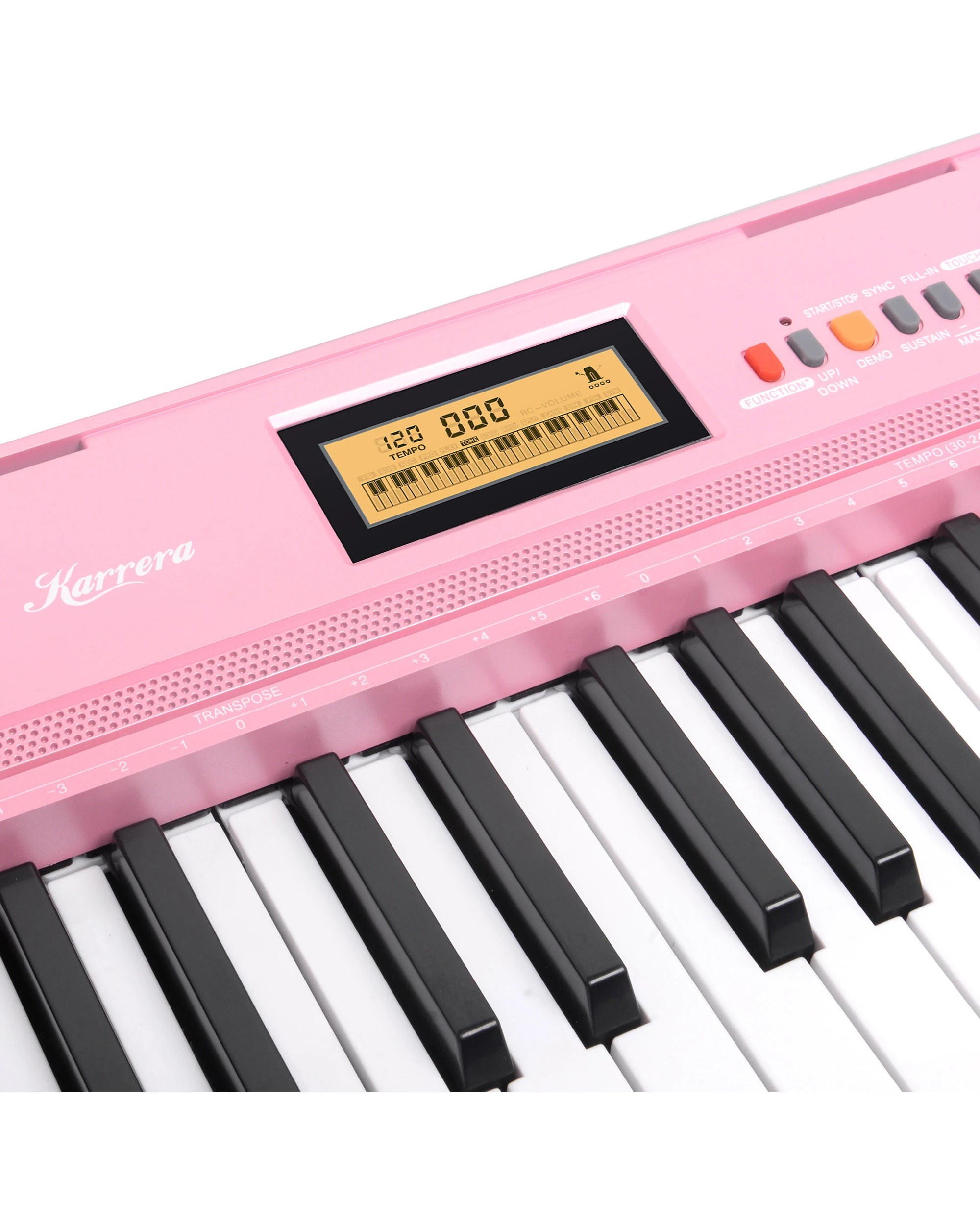 6 Karrera 61-Key Electronic Piano Keyboard with LCD and Touch Response in Pink CHJ-291 - Pink, 6 of 7