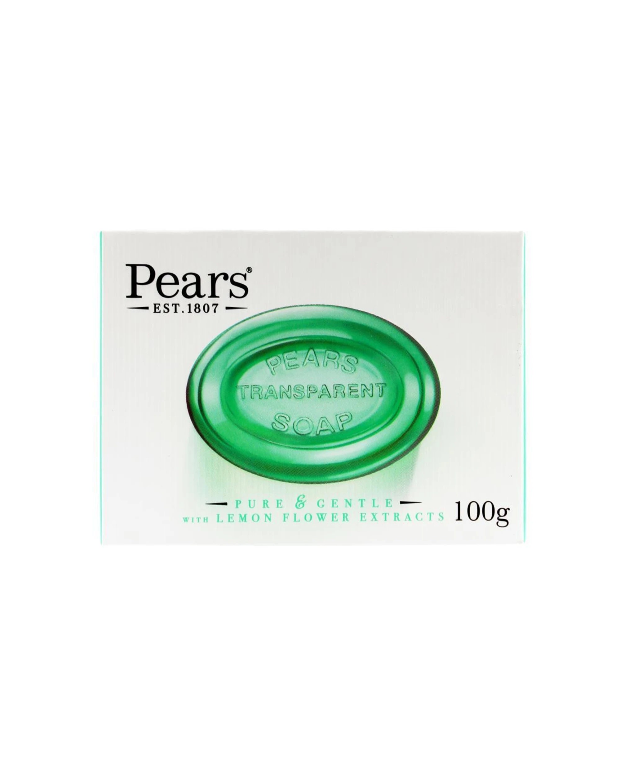 1 Pears Pure & Gentle Bar Soap Lemon Flower Extracts Mild Fragrance Soft Lather 100g - Green, 1 of 2