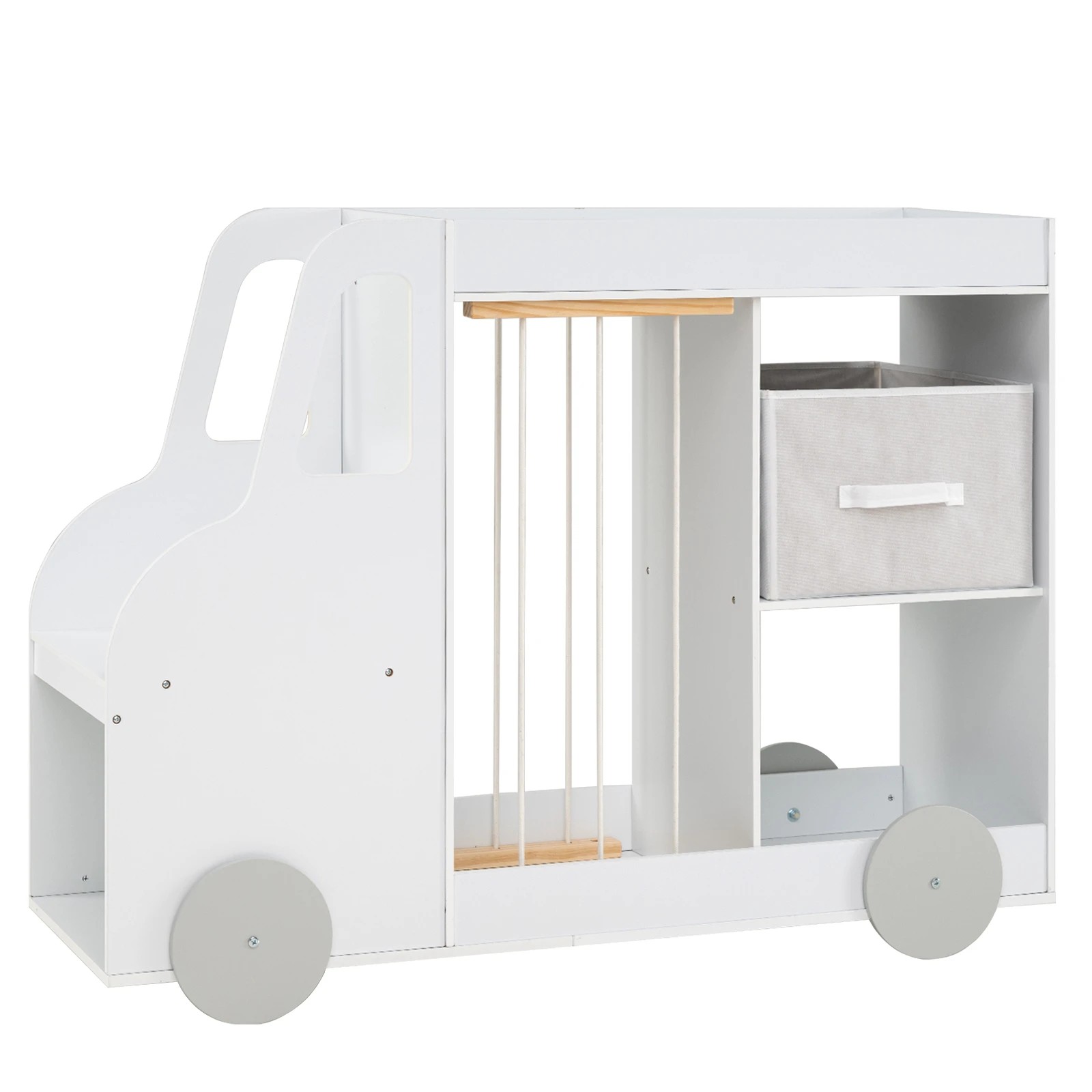 1 Costway Toy Storage Organizer w/Universal Wheels Storage Bookshelf Open Shelves - White, 1 of 4