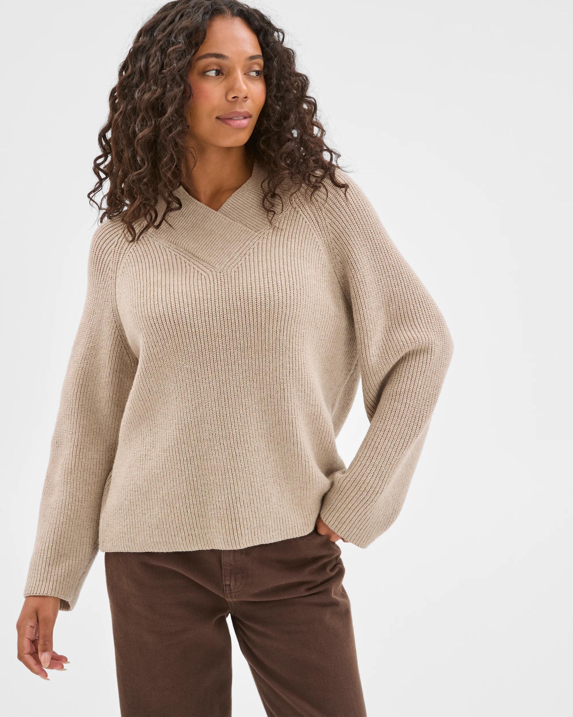 5 Target Woman High Wrap Neck Relaxed Jumper MID FAWN MARLE, 5 of 6