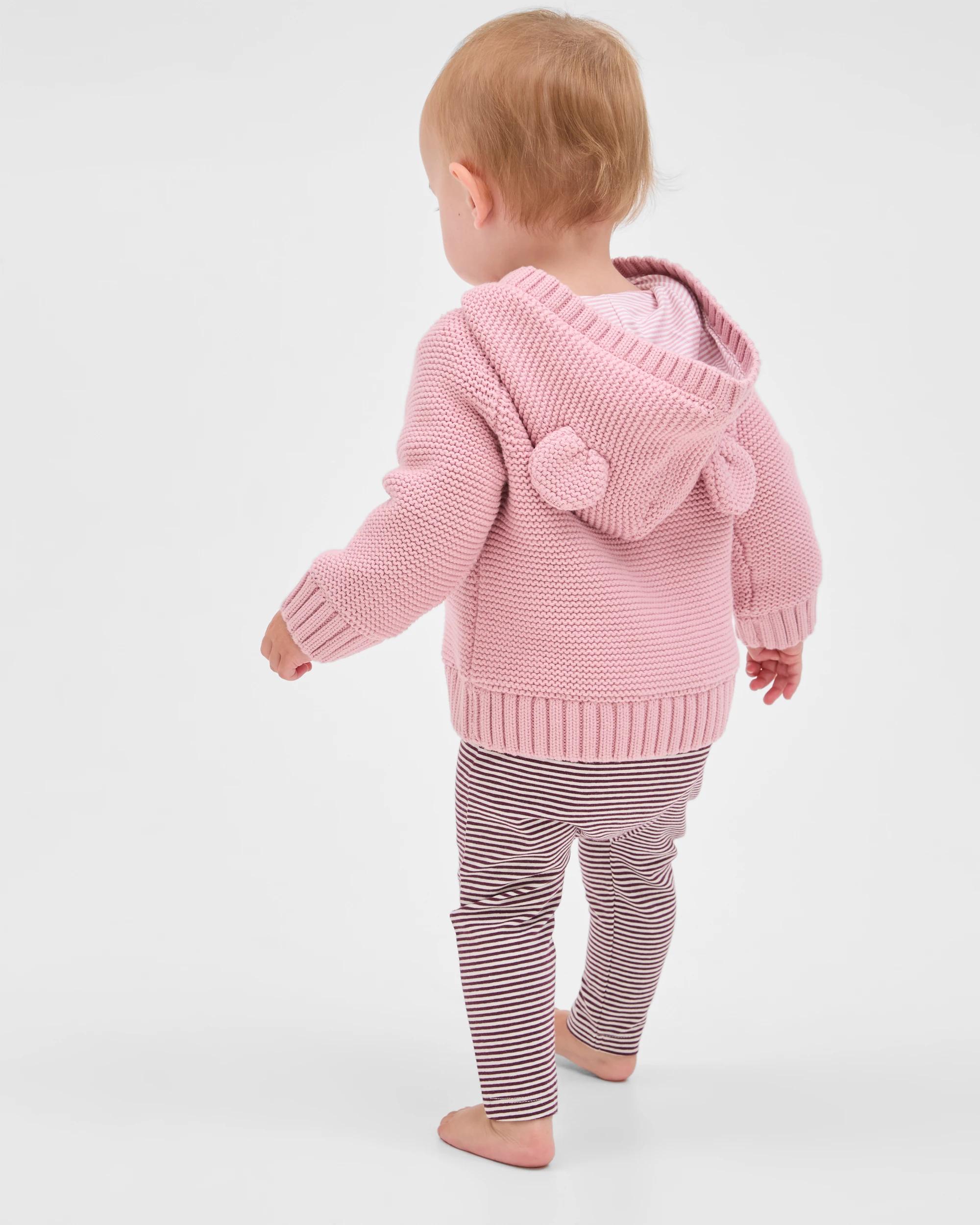 3 Target Baby Baby Organic Cotton Hooded Knit Cardigan BLEACHED MAUVE, 3 of 5