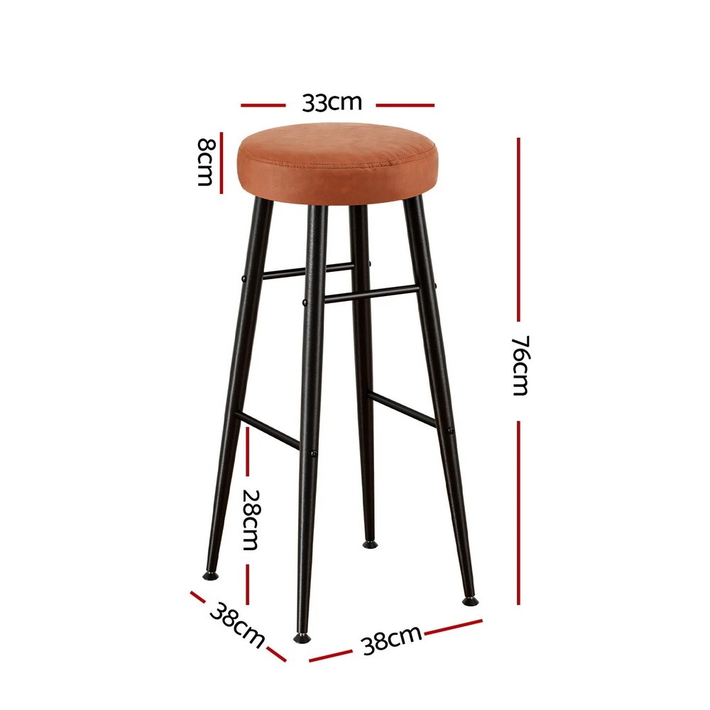 2 Artiss 2x Bar Stools Kitchen Dining Chairs Counter Round PU Leather Lane - Multi, 2 of 6