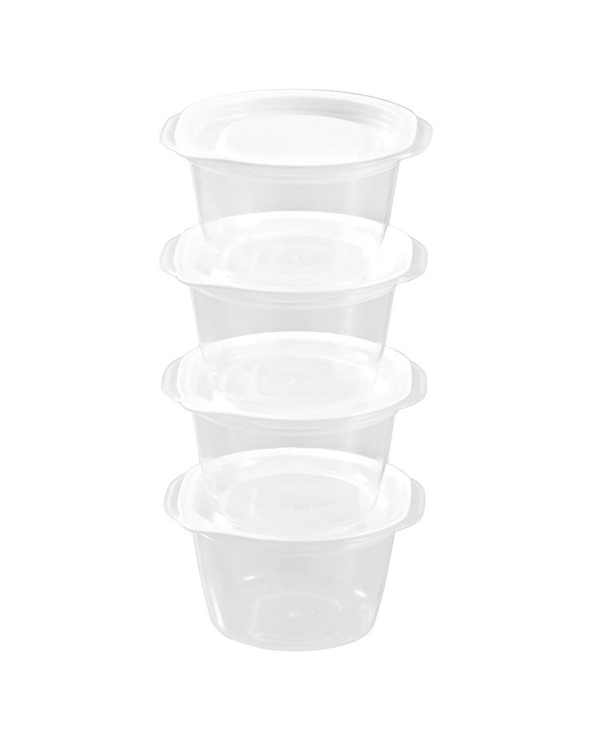 4 Lemon & Lime 12x 4PC Reusable Portable Round Lunch Snack Container 280ml Set - White, 4 of 6