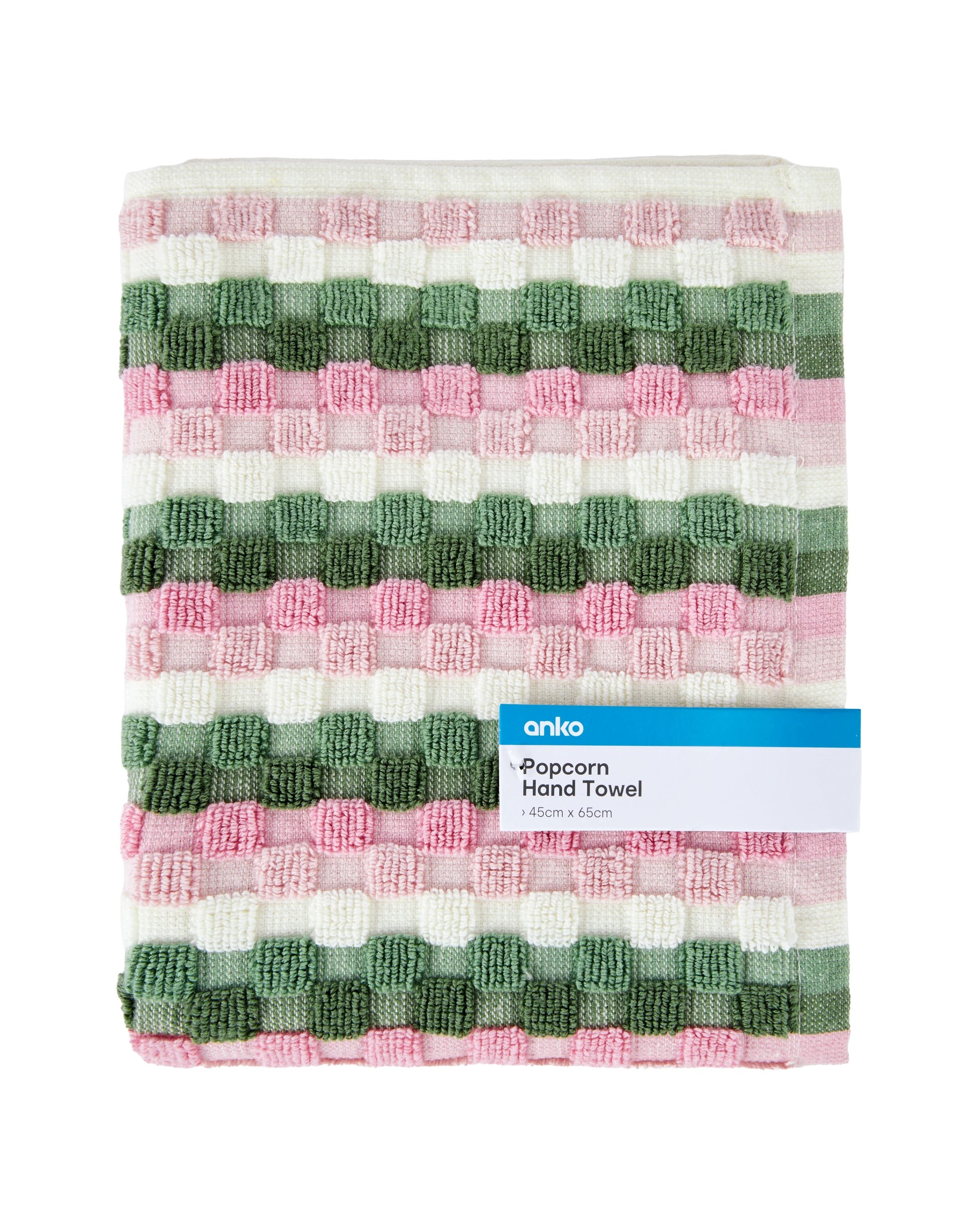 5 Popcorn Cotton Hand Towel - Pink and Green, 5 of 5