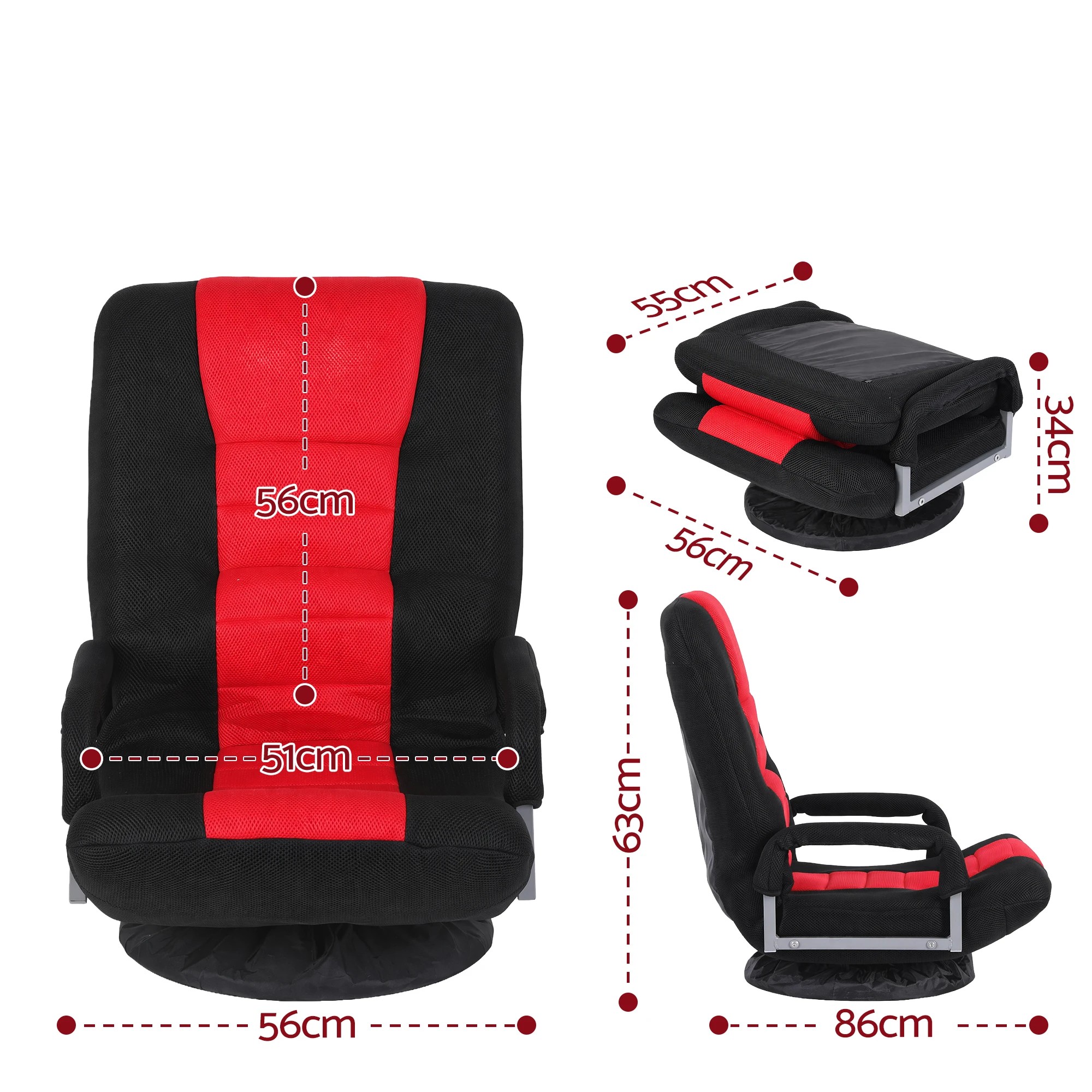 3 Artiss Floor Gaming Chair with 360 Swivel, 6-Position Backrest for Gaming - Multi, 3 of 8