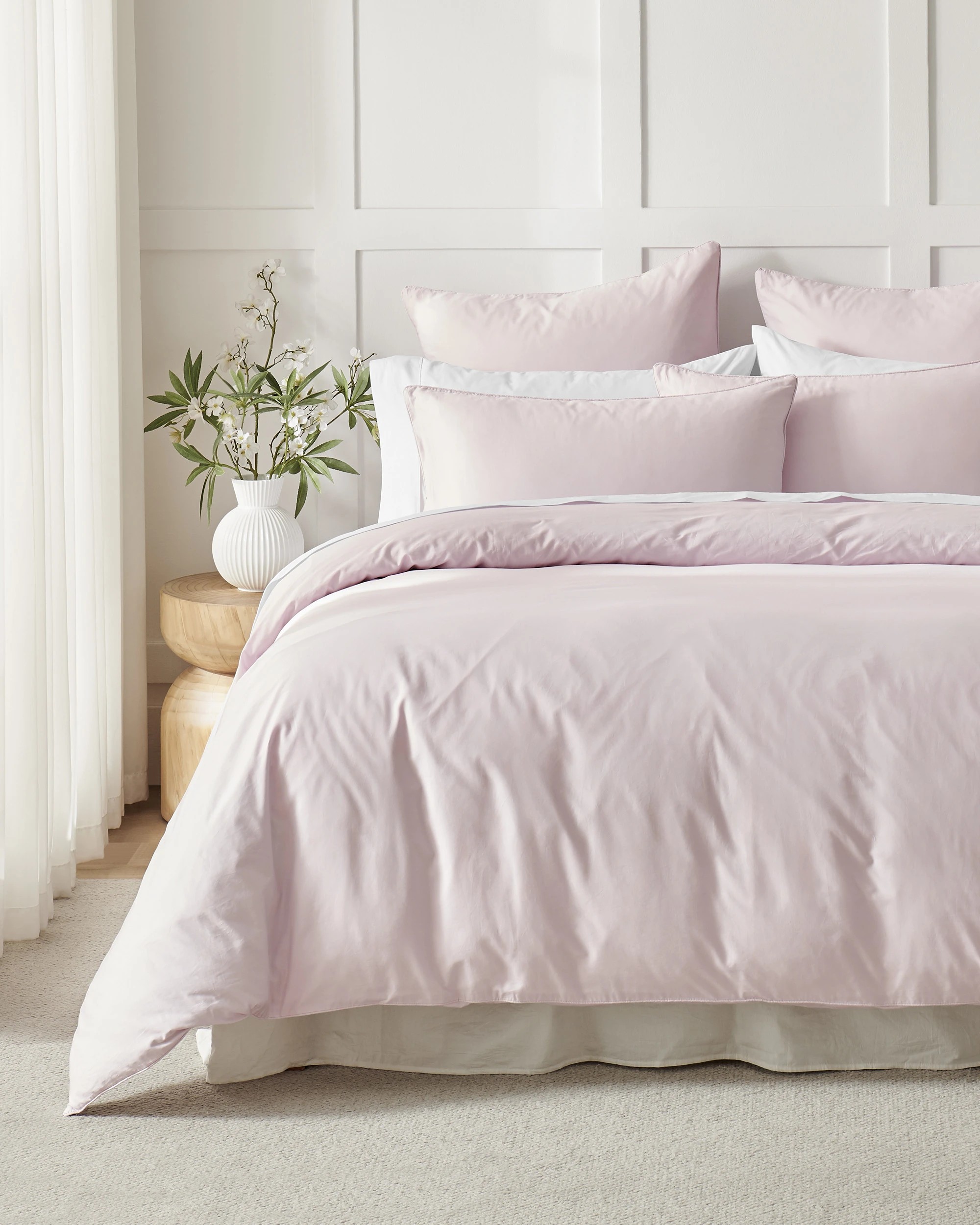 1 Dreamaker 400TC Premium Cotton Sateen Piped Quilt Cover Set - King Bed - Petal, 1 of 10