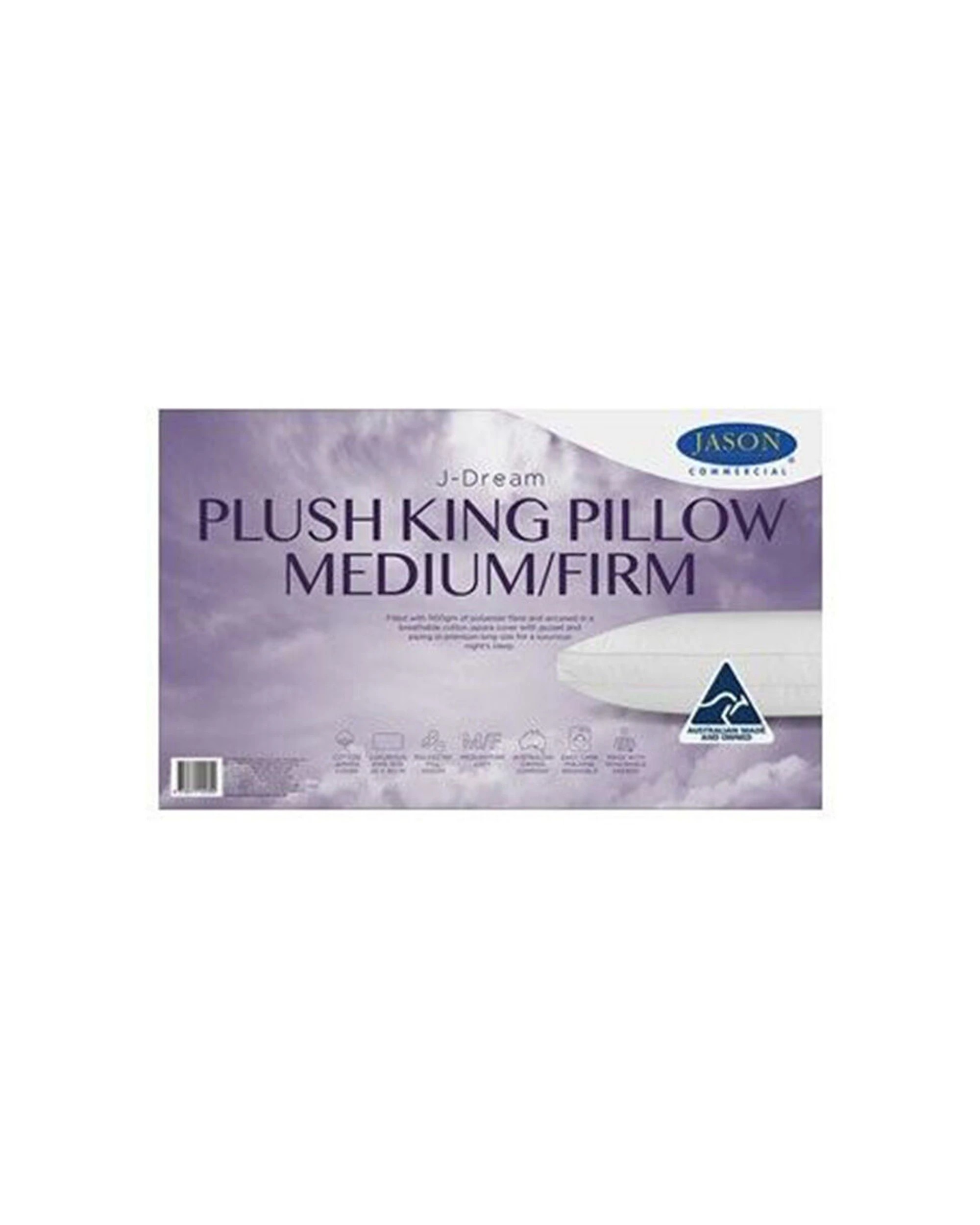 1 Jason Commercial J-Dream Plush Medium/Firm Gusseted Pillow 50x90cm - White, 1 of 1