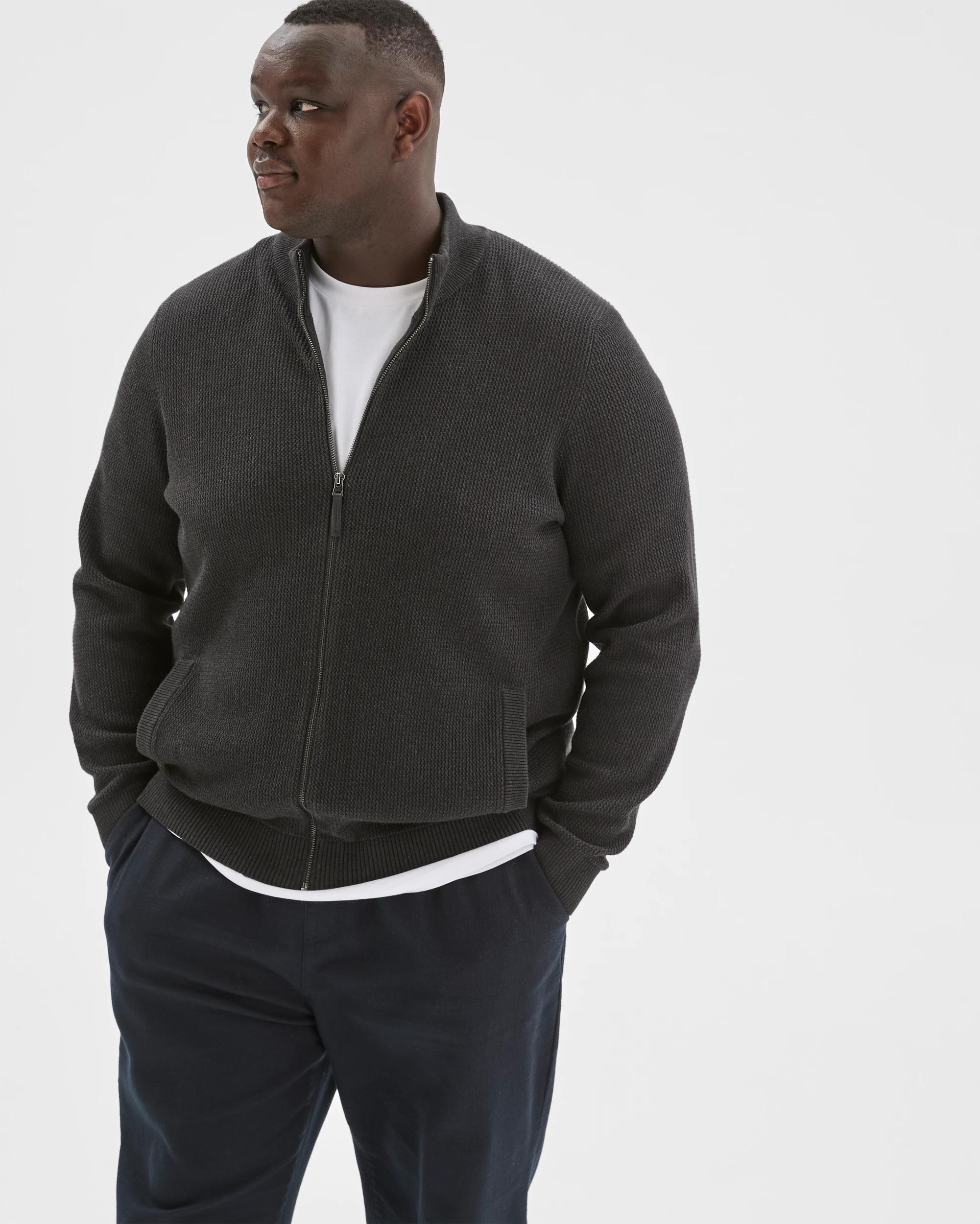 5 Target Man Plus Plus Size Australian Cotton Zip Through Knit Jumper CHARCOAL, 5 of 8