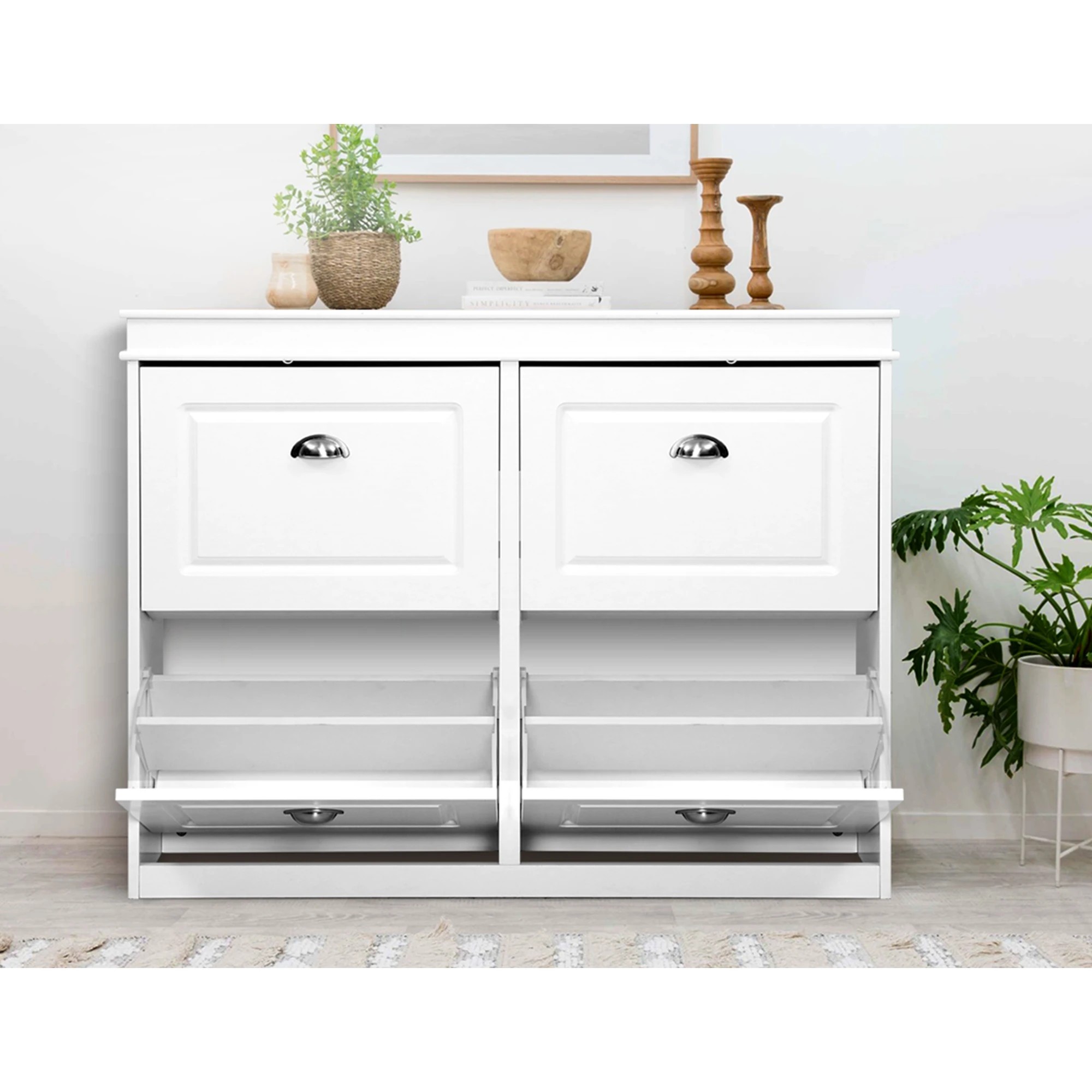 3 Artiss Shoe Cabinet Bench Set Storage Organiser with Flip Drawer Hallway Living Room - White, 3 of 7