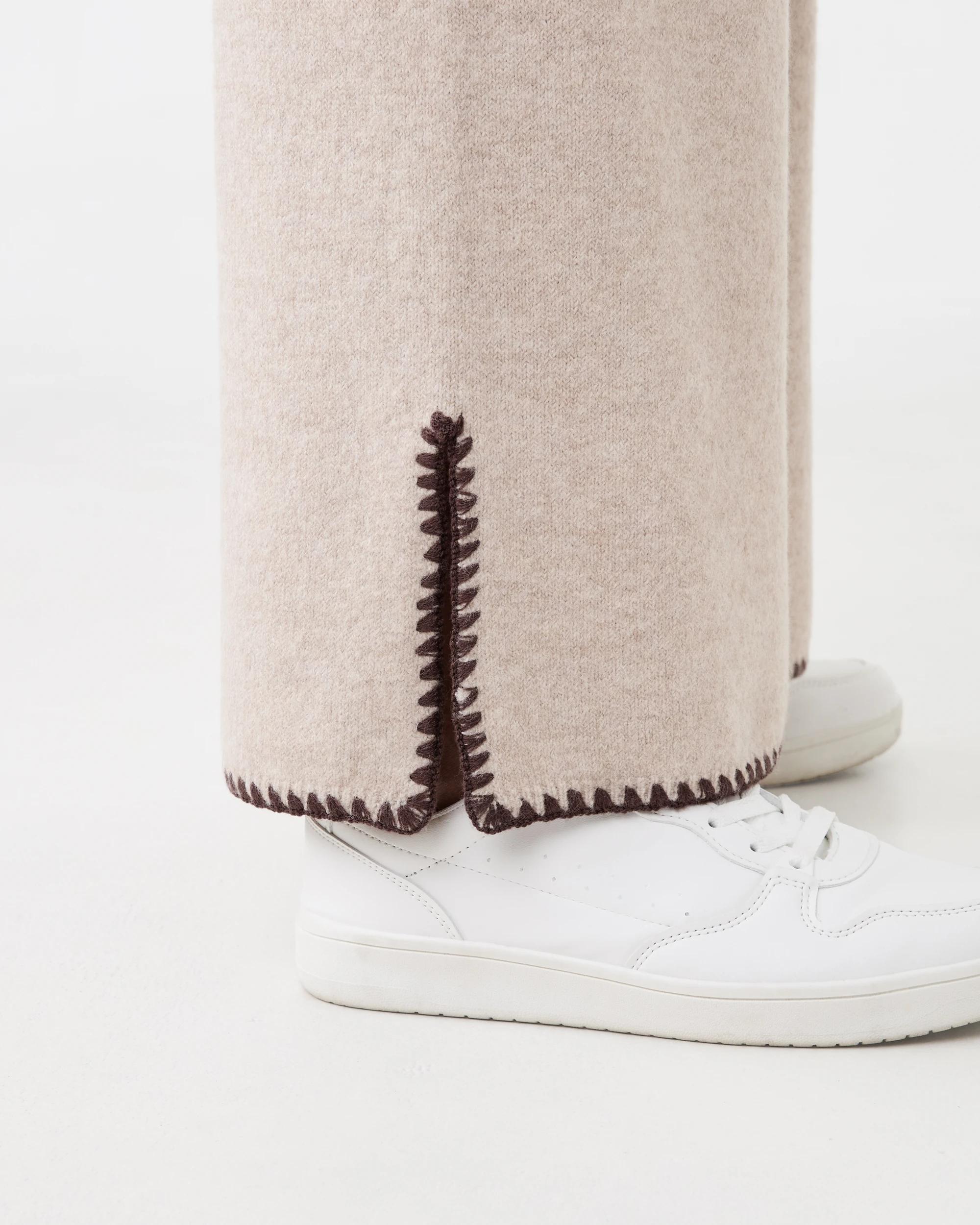 5 Blanket Stitch Hem True Knit Pants Bge Otml, 5 of 5