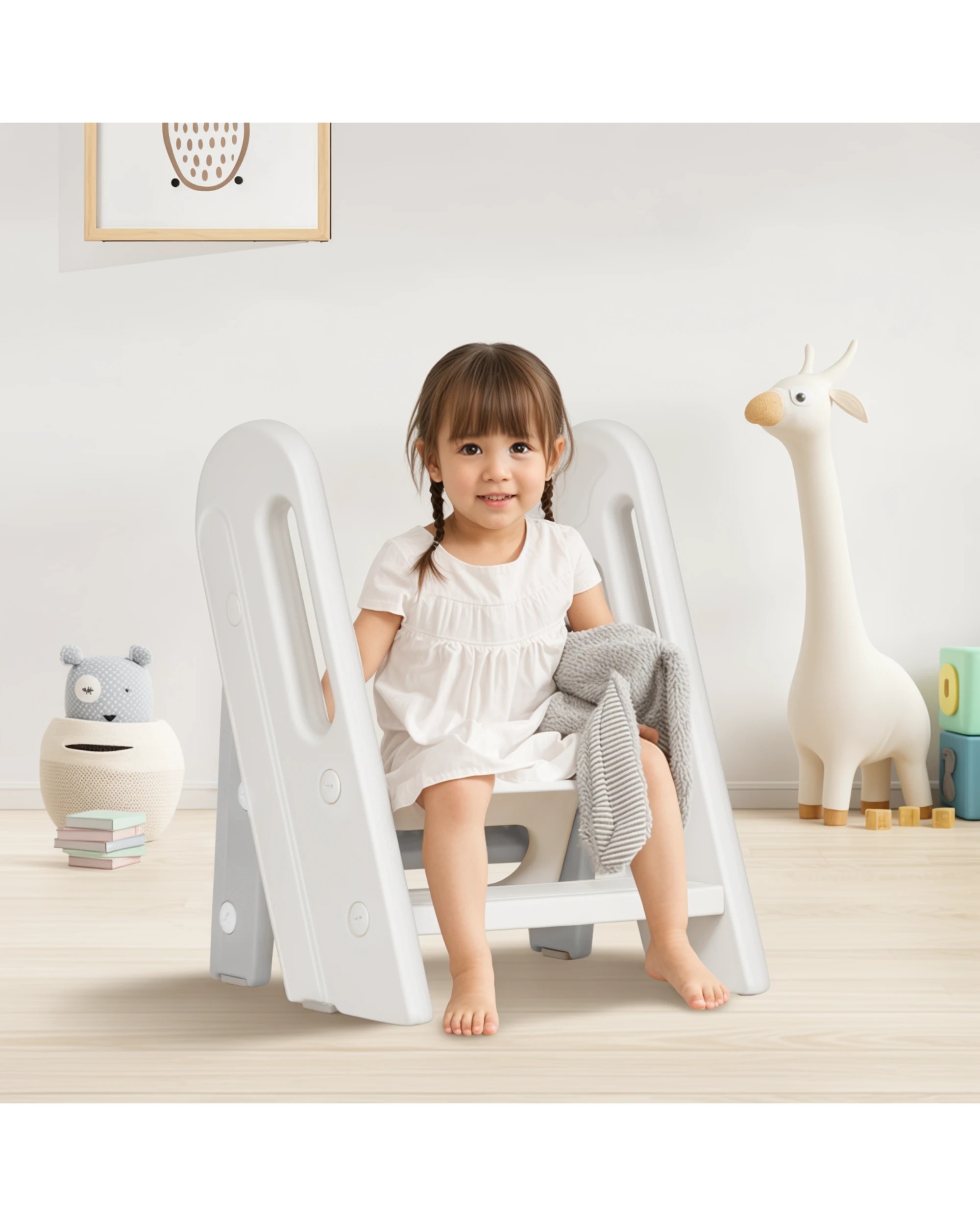 6 Advwin Foldable Toddler Step Stool with Adjustable Height, 6 of 9