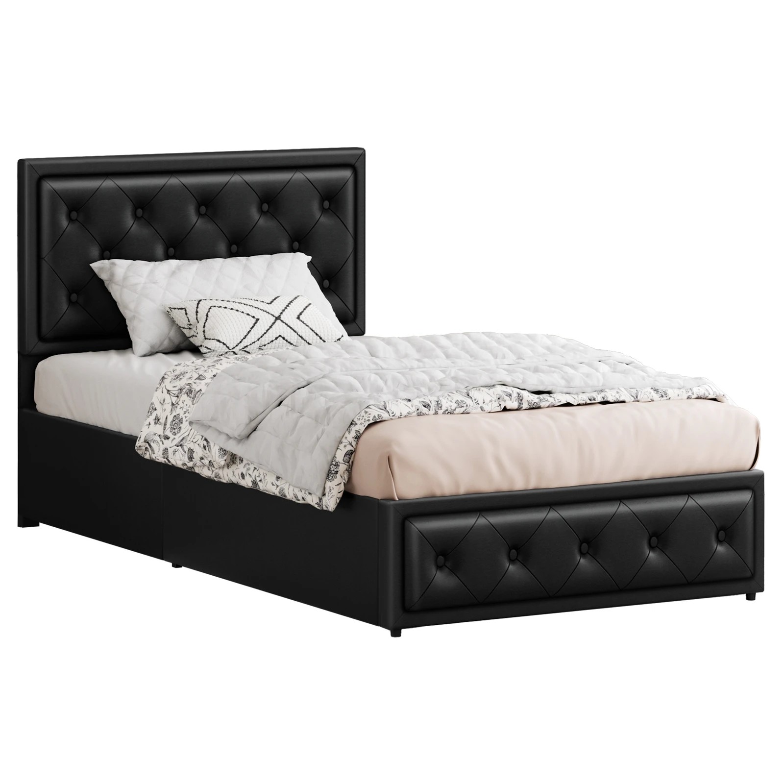 1 Alfordson Bed Frame King Single Gas Lift Storage Mattress Base Leather Dinana - Black, 1 of 10