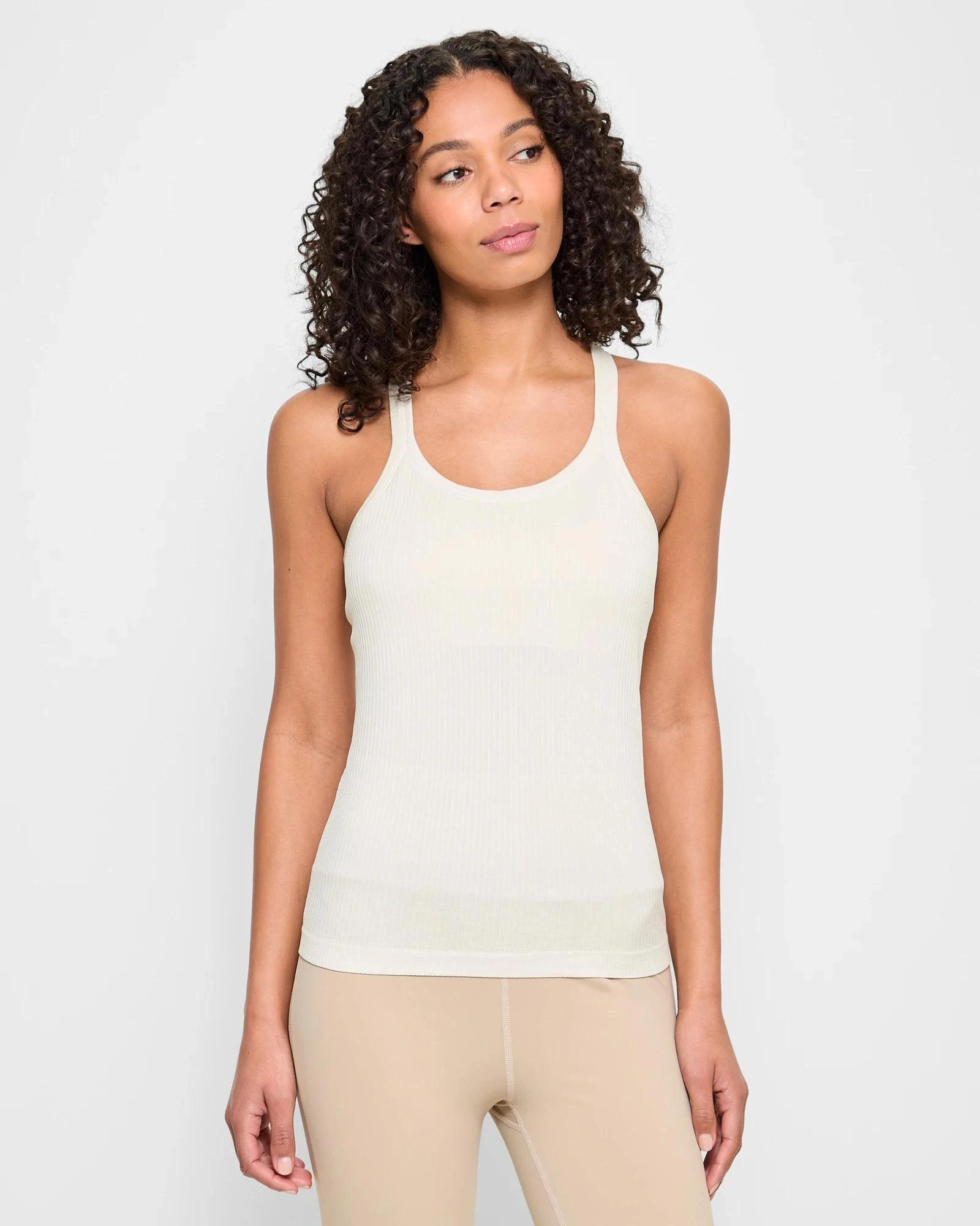 1 Target Active Studio Soft Ribbed Tank Top with Shelf Bra OATMILK, 1 of 6