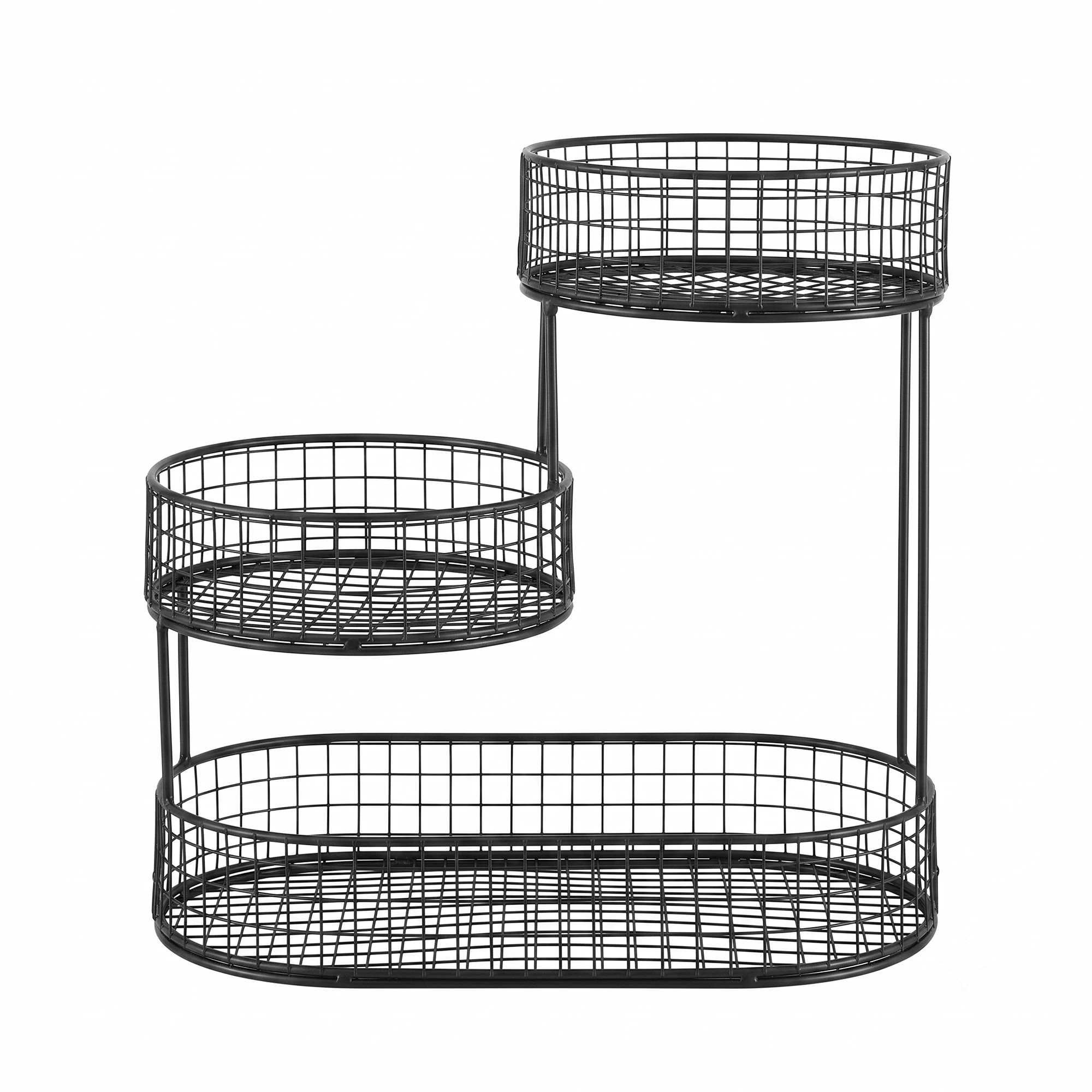 4 5-Star Chef 3 Tier Fruit Basket Bowl Space Saving Kitchen Food Storage Organiser - Black, 4 of 7