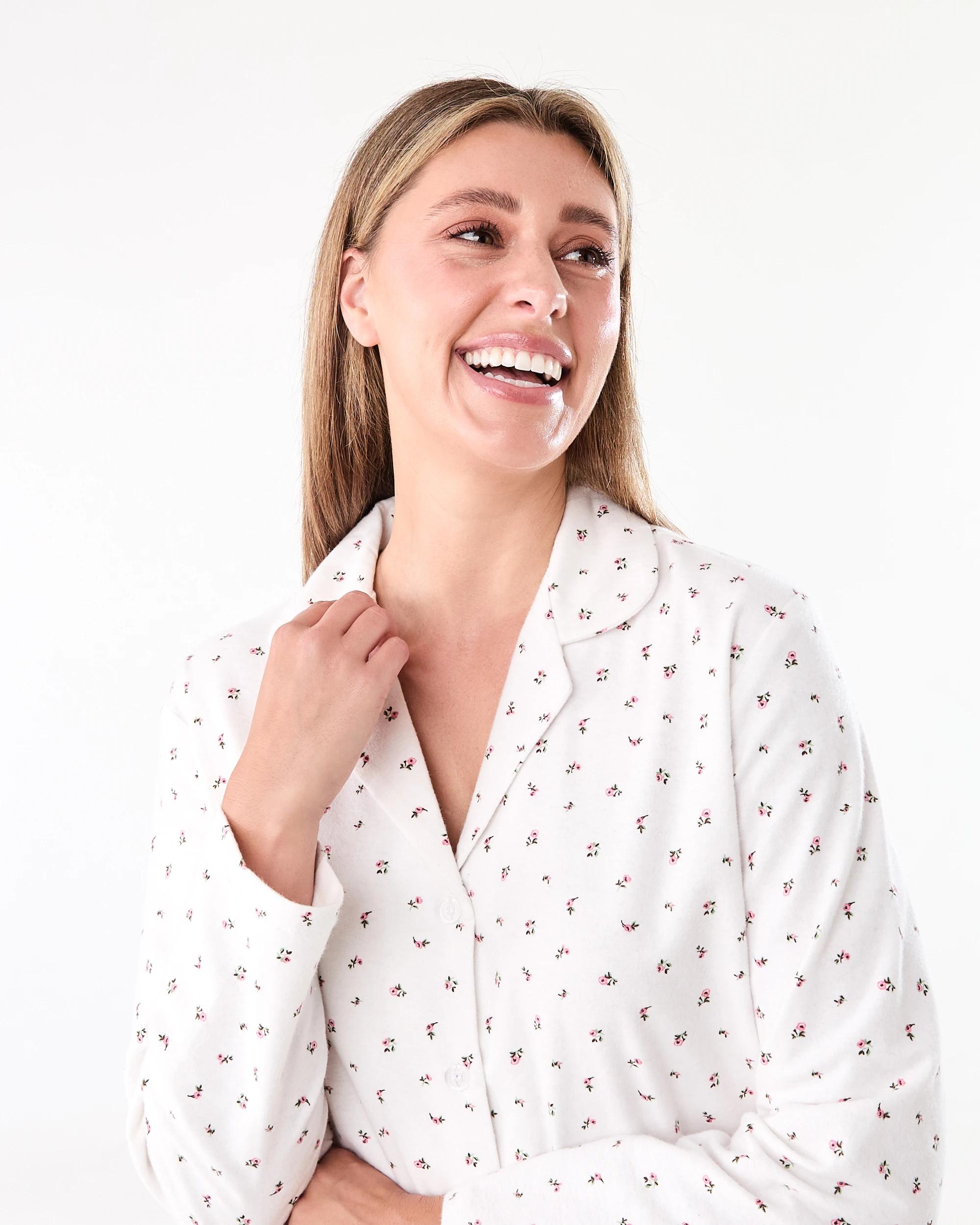 4 Cotton Flannel Pyjama Set Rose Ditsy, 4 of 7