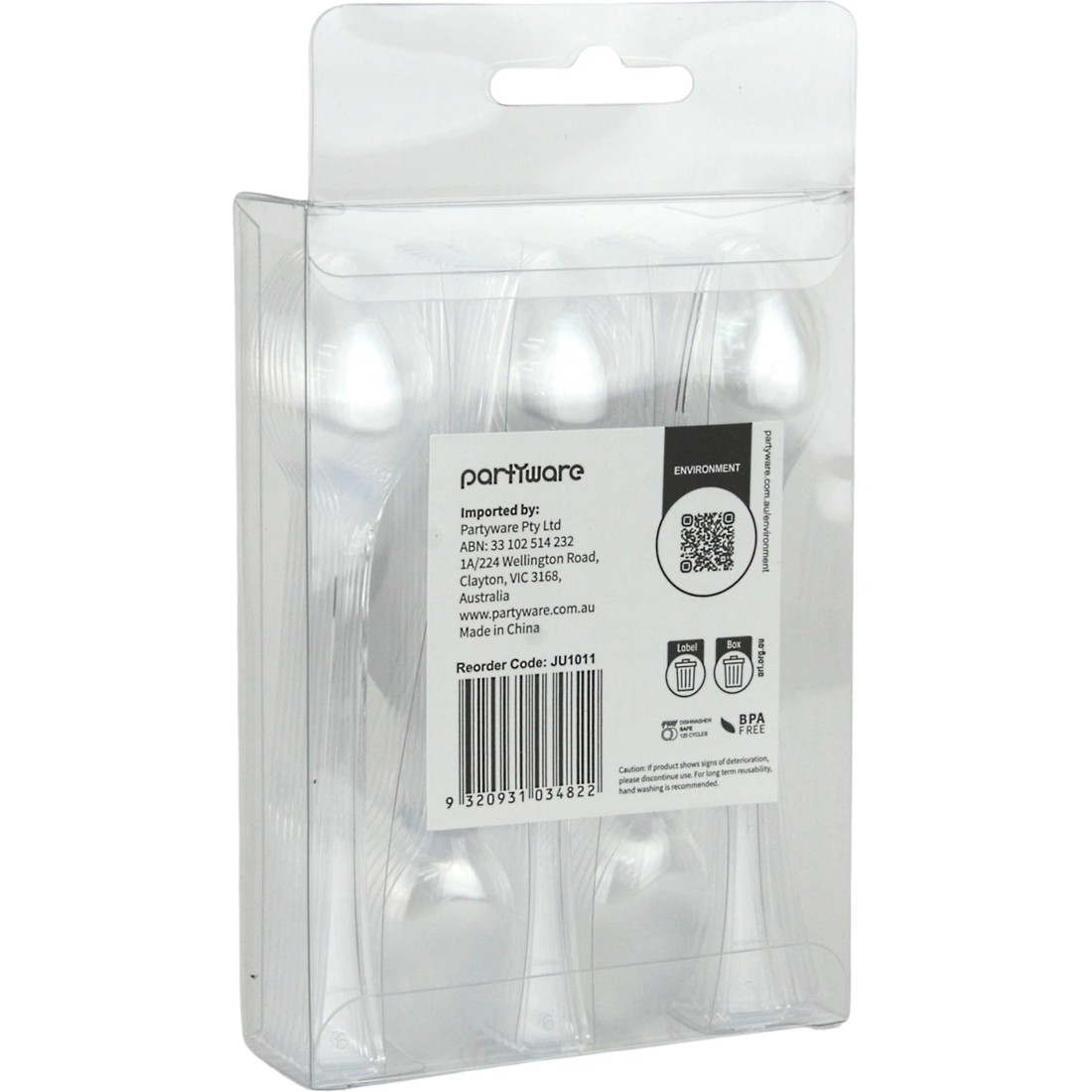 4 Partyware Clear Reusable Mini Cocktail Spoons (Pack of 40), 4 of 4