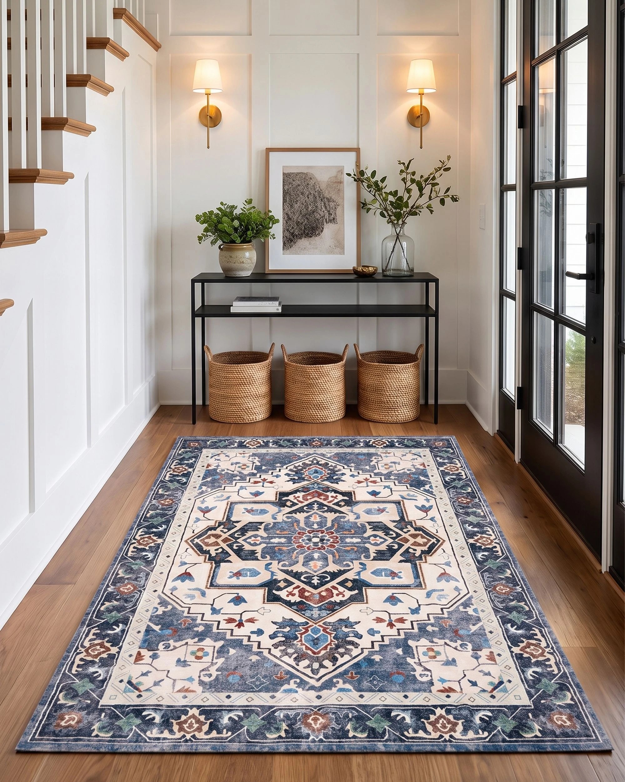 6 ZUNI Floor Rug 120x160CM Washable Modern Area Rug Carpet Short Pile Living Room Blue, 6 of 7