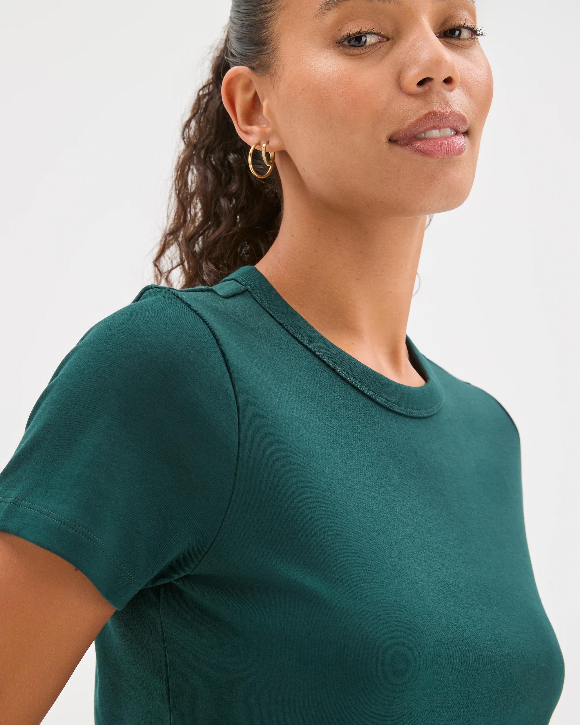 4 Target Woman Australian Cotton Interlock Neat T-Shirt DEEP GREEN, 4 of 6
