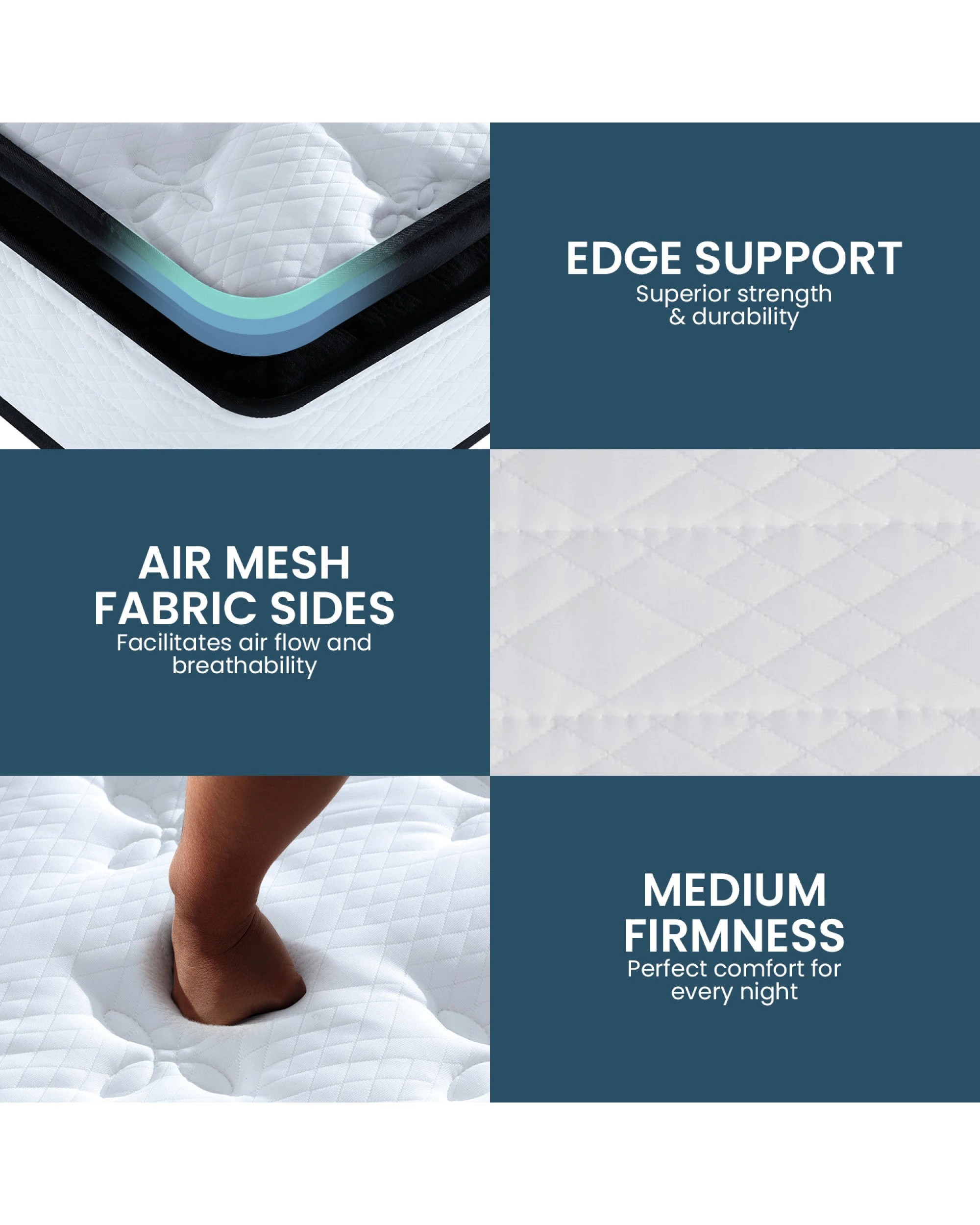 6 Laura Hill Single Mattress With Euro Top Layer - 32cm, 6 of 10