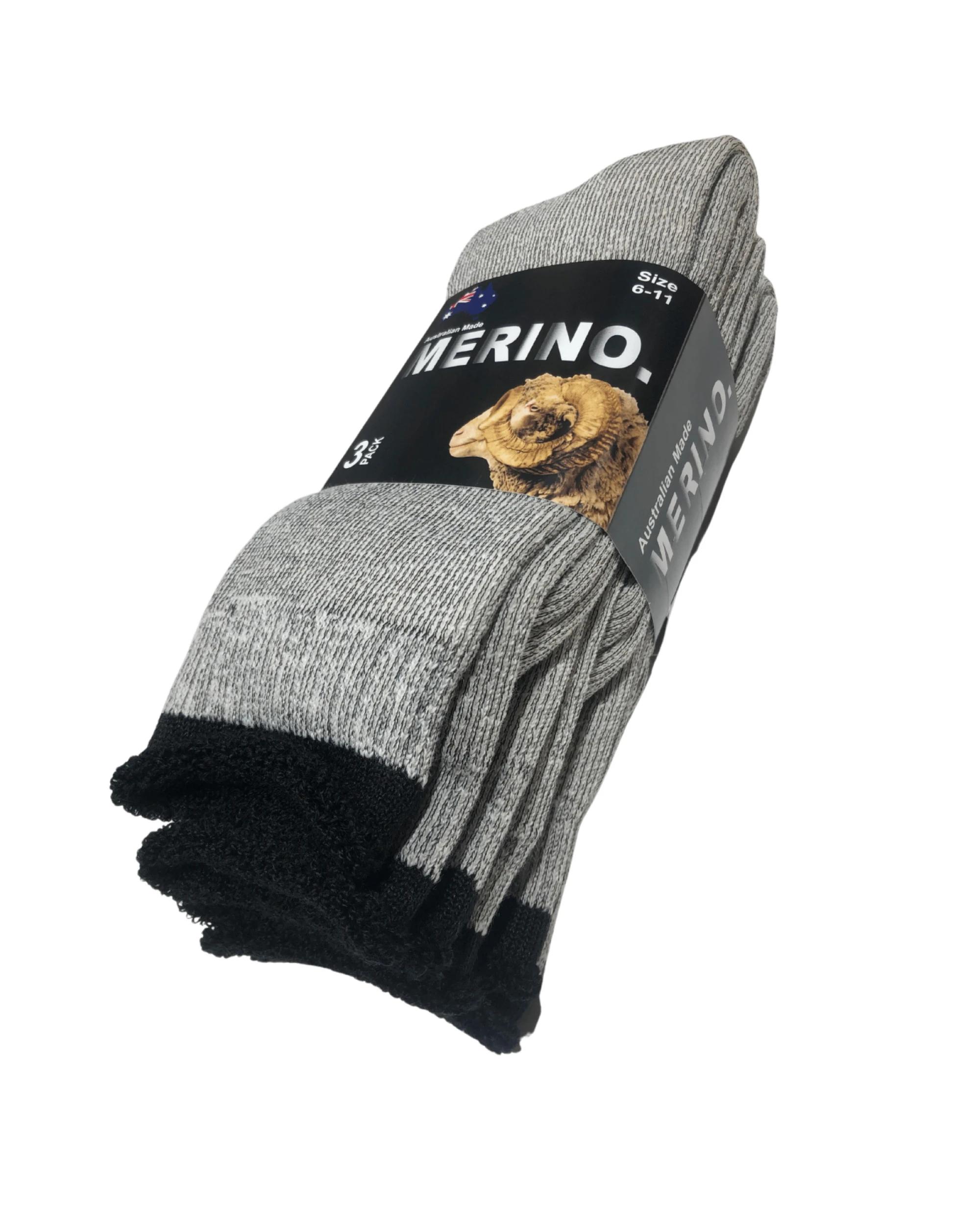 1 BR Home 3 Pairs Mens Merino Wool Work Socks in Grey 11-14 , 1 of 1