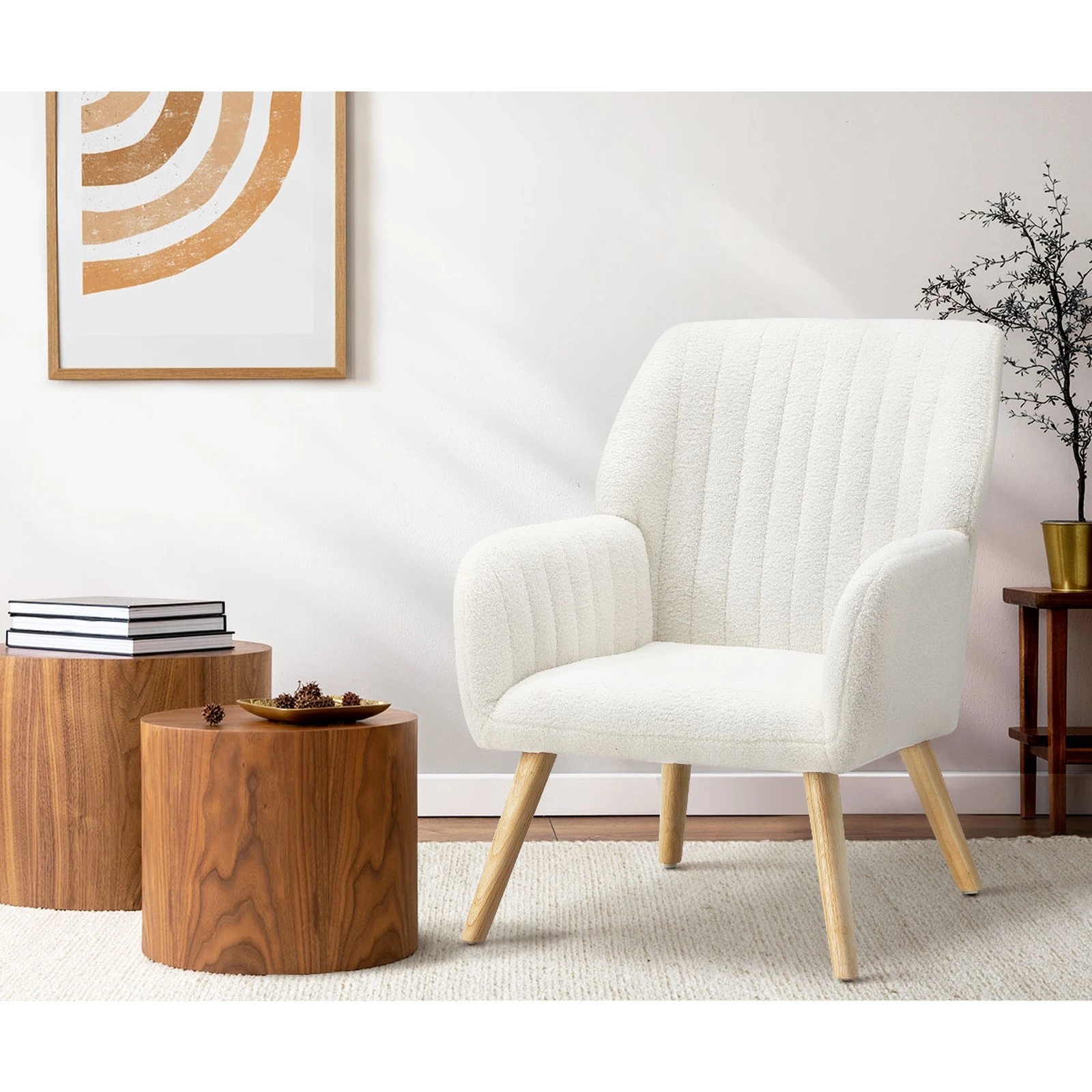 3 Oikiture Armchair Lounge Sofa Chair Sherpa Accent Chairs Armchairs Couches
 - White, 3 of 10