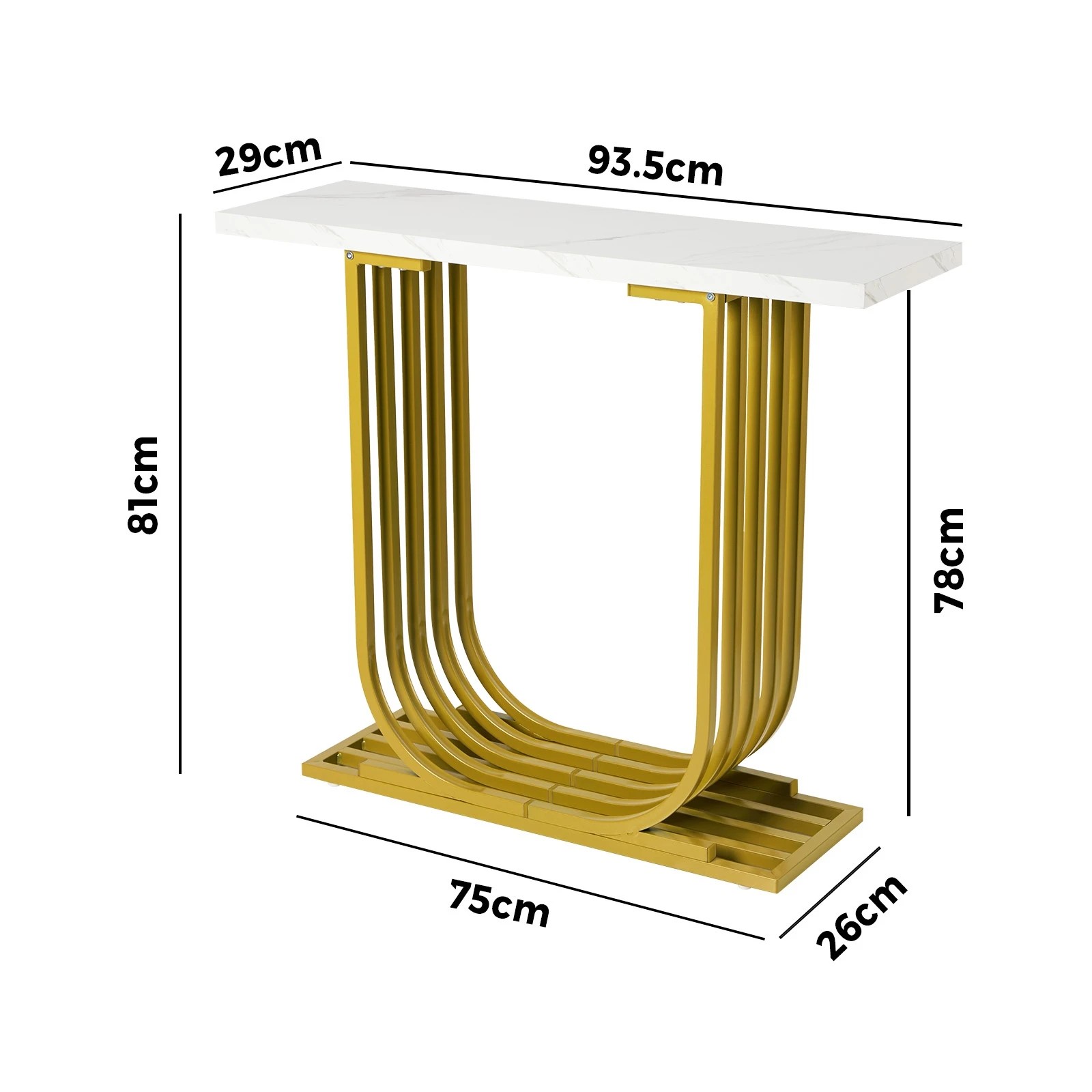 2 Oikiture Console Table Hallway Desk - Gold, 2 of 9