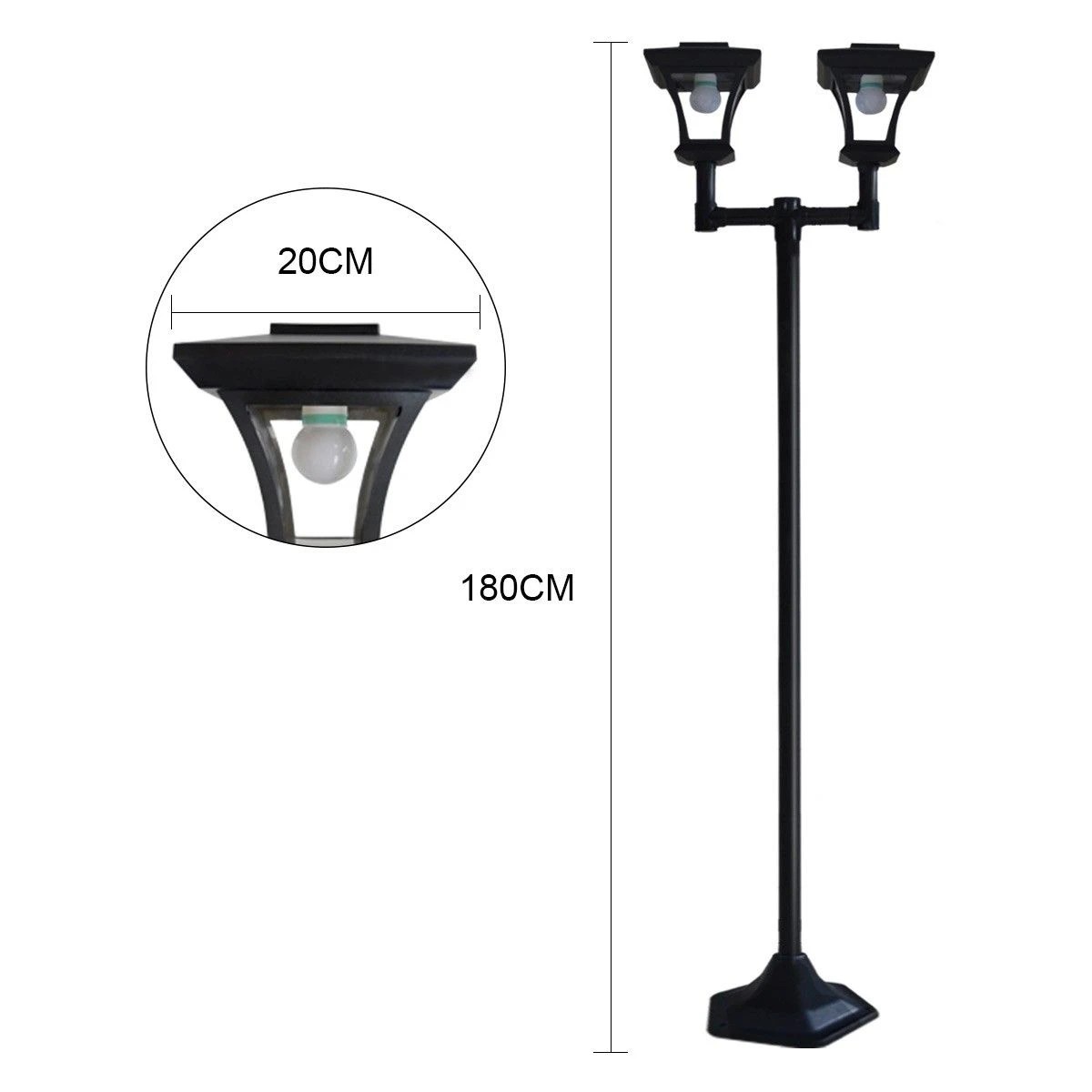 2 AUSWAY Deluxe Outdoor Solar Lights Garden Lamp Post with Double Lamp, 2 of 2
