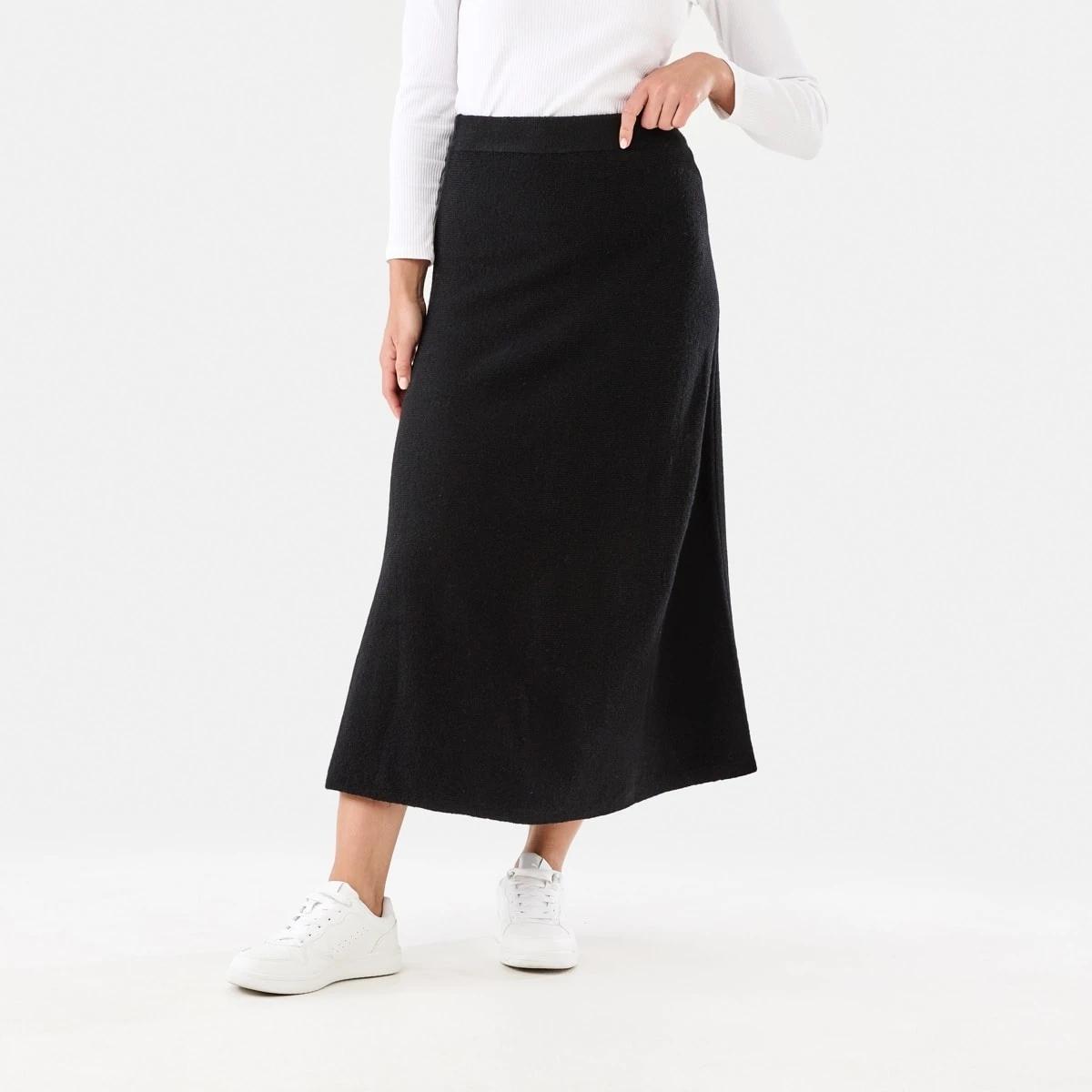 1 True Knit A-Line Maxi Skirt Black, 1 of 4