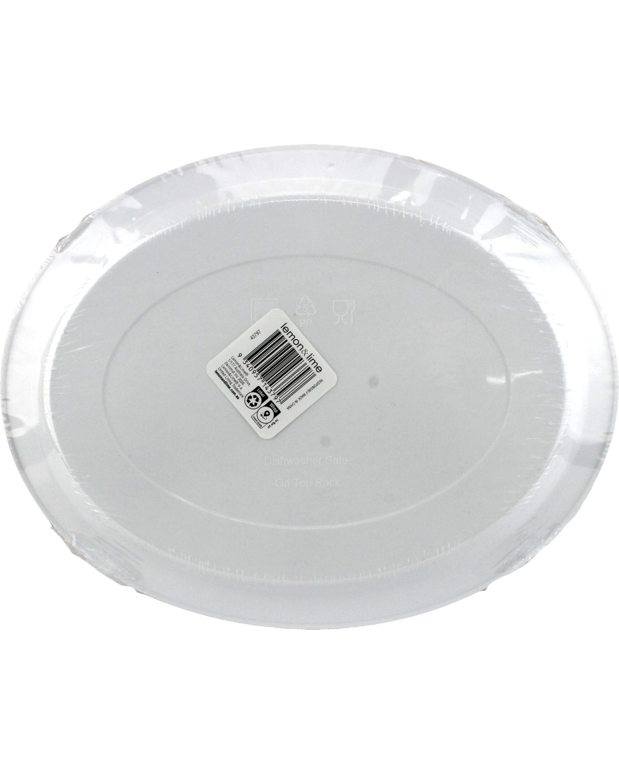 3 Lemon & Lime Lemon & Lime White Plastic Reusable Oval Plates Pack of 20 - White, 3 of 3