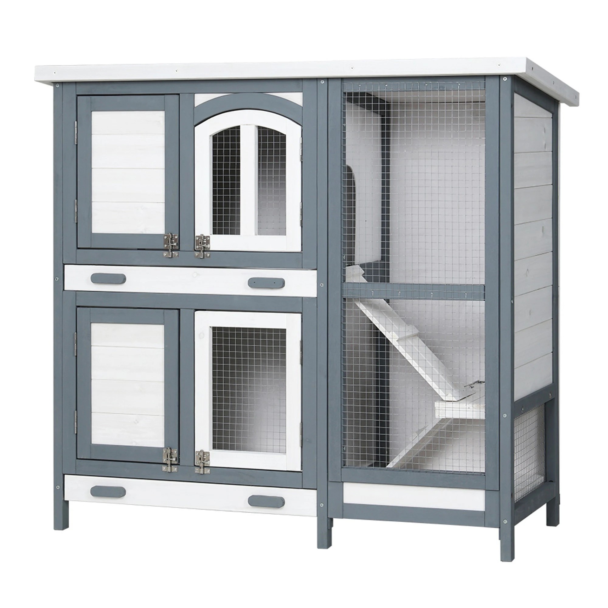 1 i.Pet Rabbit Hutch Chicken Coop Large Wooden House Run Cage - Multi, 1 of 6