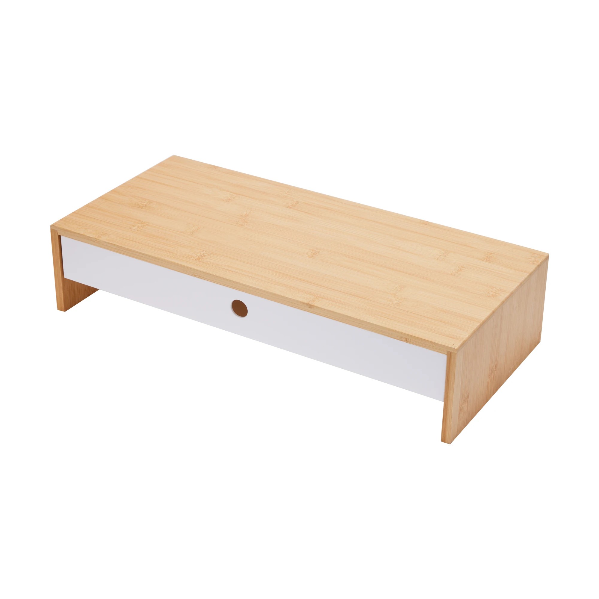 1 Bamboo and Plastic Monitor Stand with Drawer - White, 1 of 9