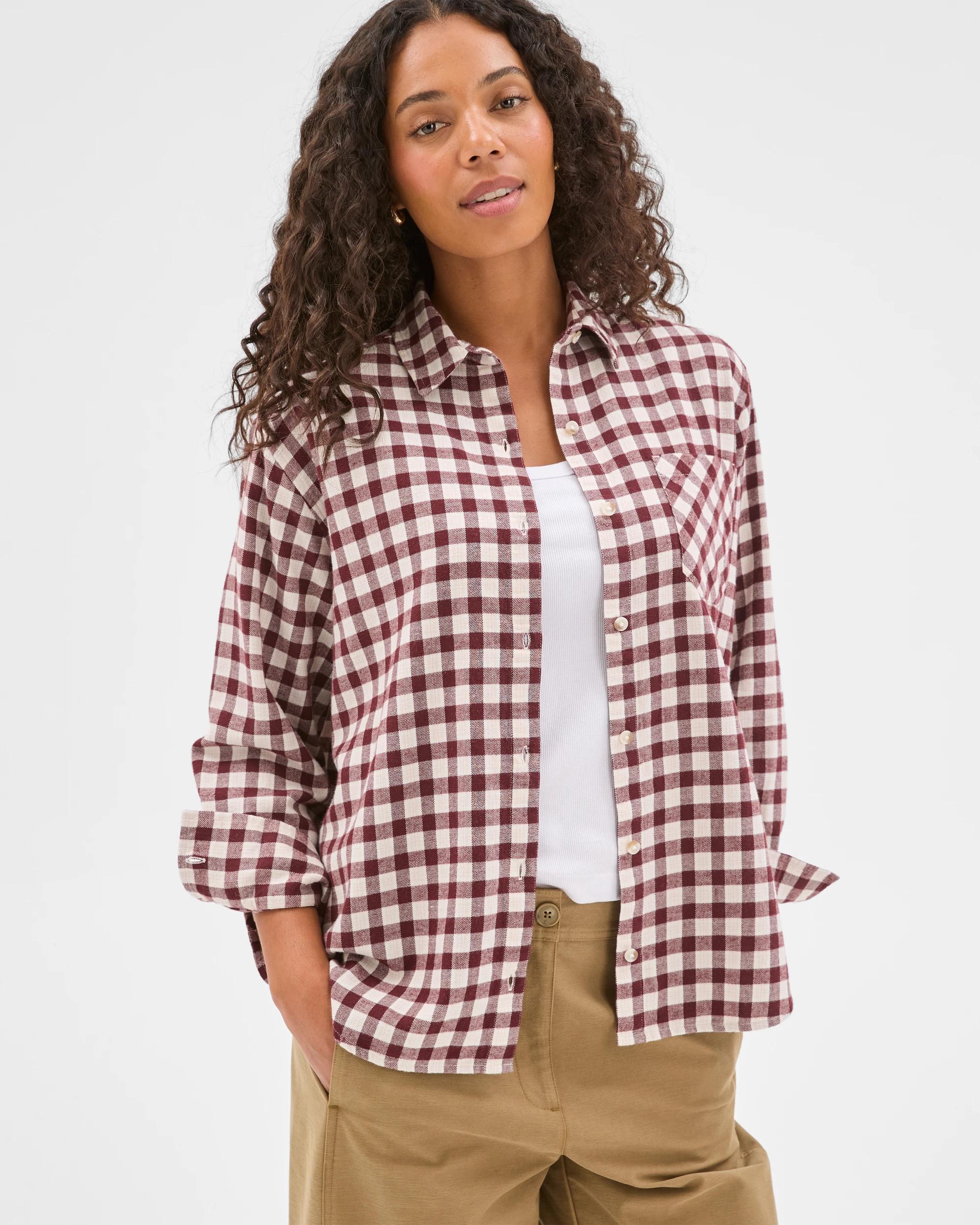 3 Target Woman Long Sleeve Check Shirt RED CHECK, 3 of 7