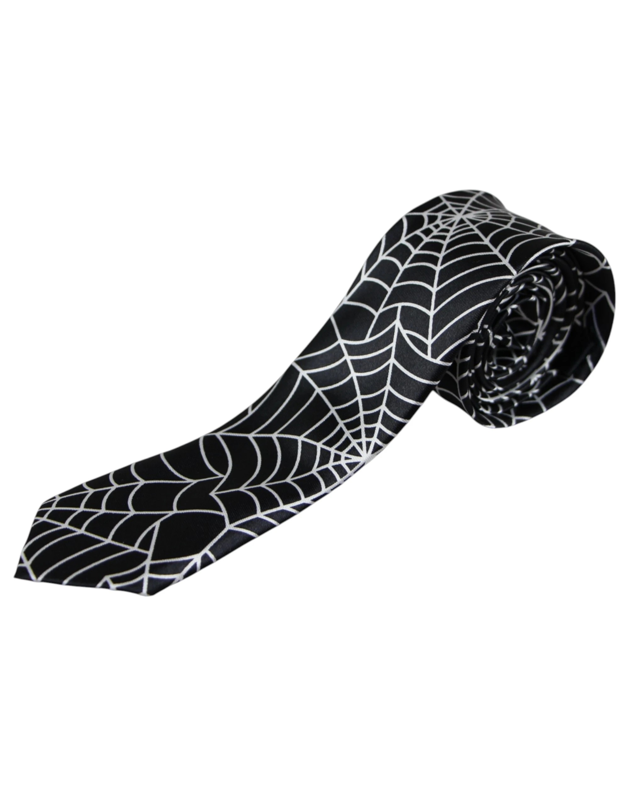1 Zasel Mens Black & White Large Spider Web 5cm Skinny Neck Tie - Multi - Multi, 1 of 3