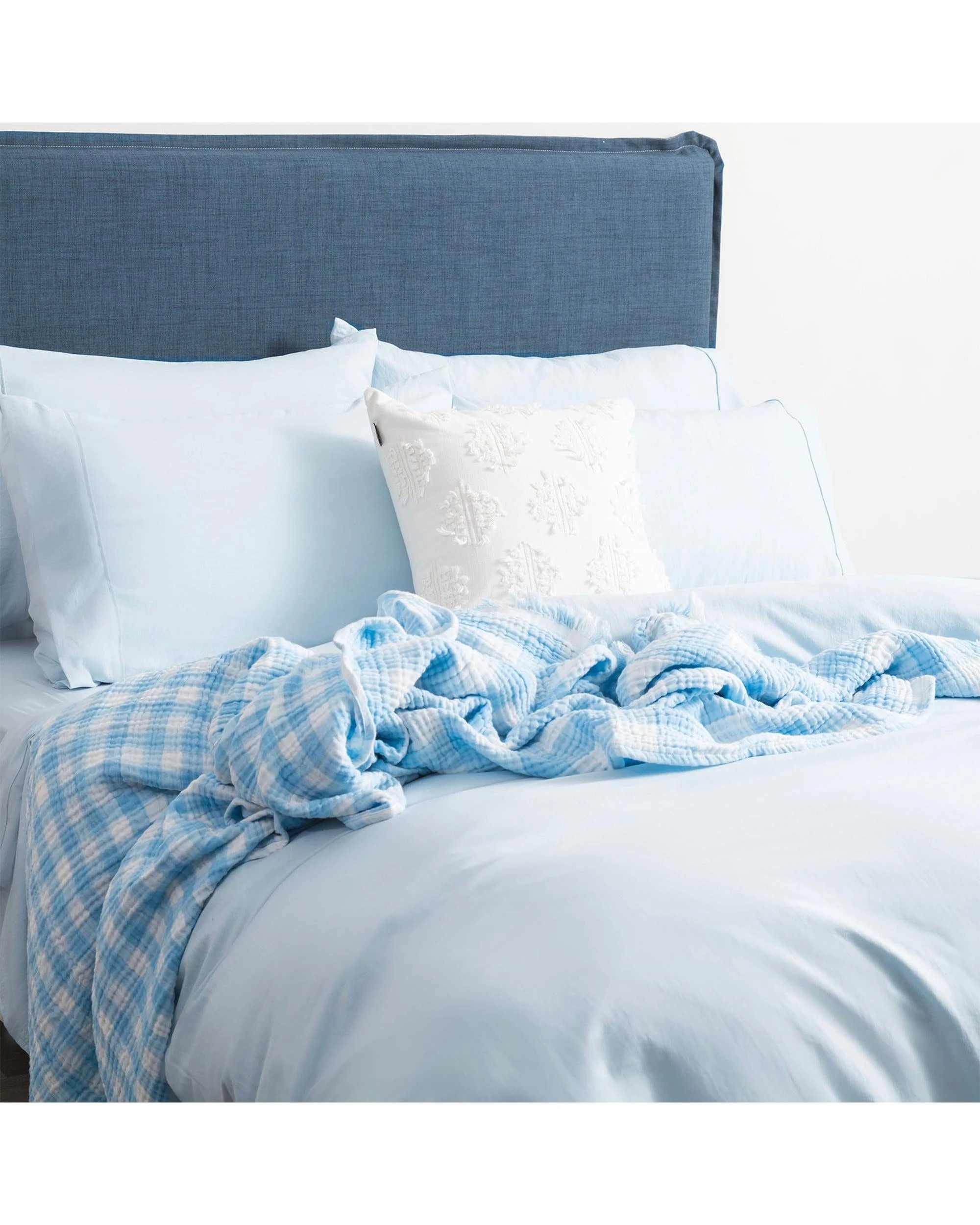 1 Ddecor Home Ultra Plush Vintage Washed Microfiber Quilt Cover Set, King, Blue - Blue, 1 of 3