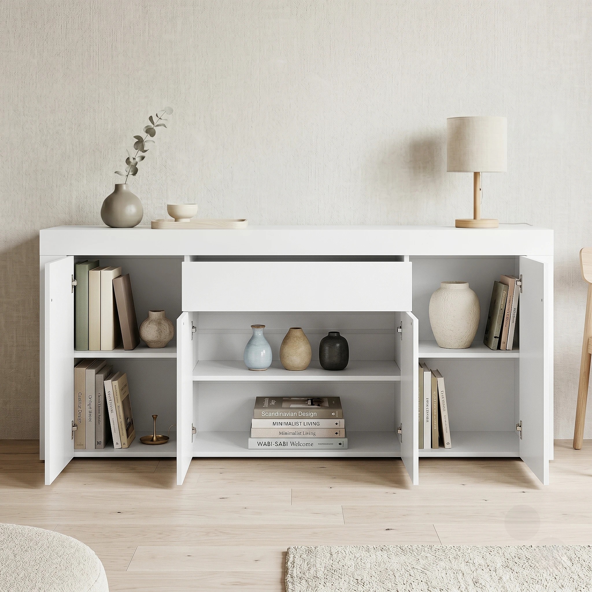 5 Artiss Buffet Unit Cabinet Sideboard 180CM - DANA - White - White, 5 of 9