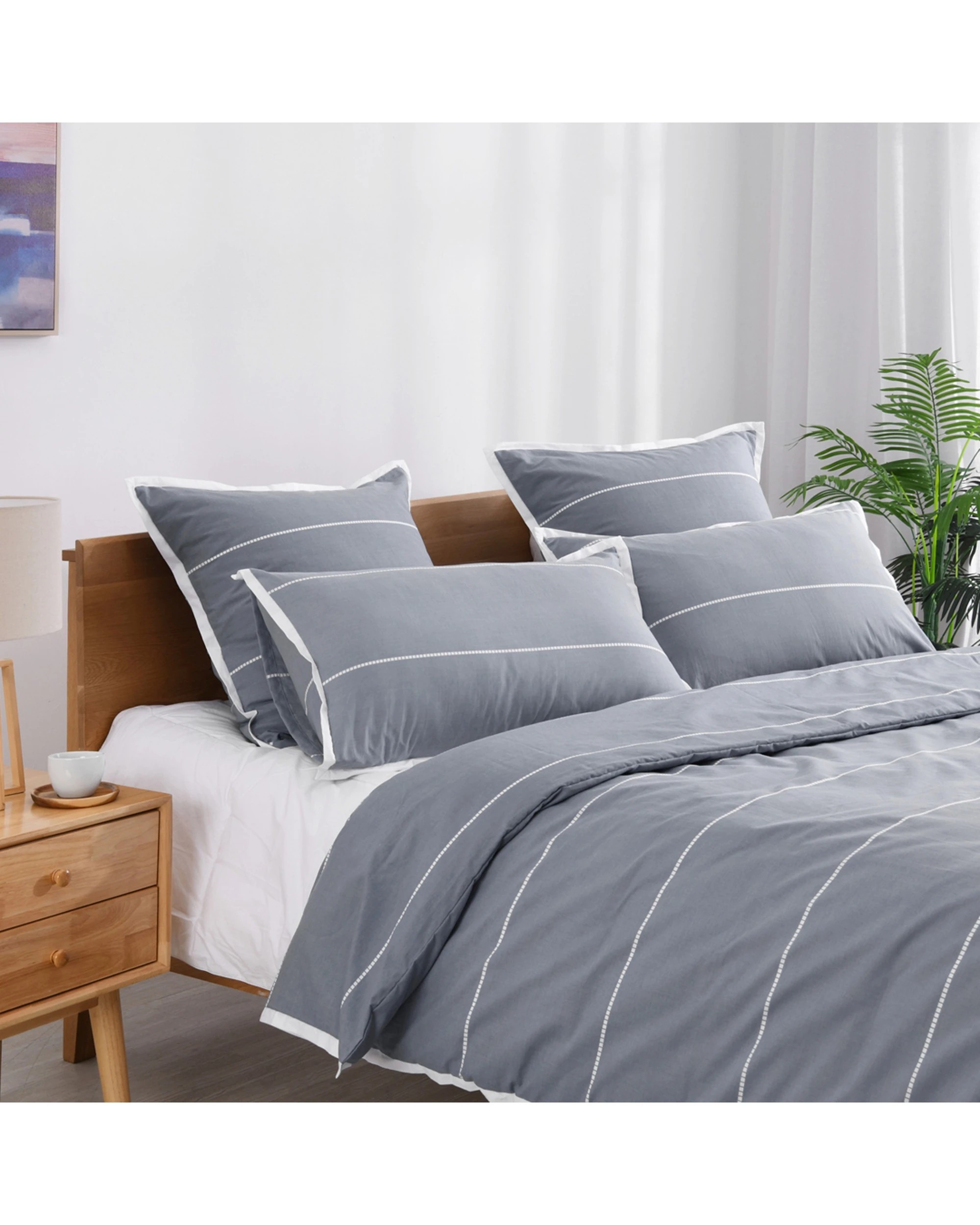 2 Jason Commercial Calista Quilt Cover Set Granite 240x210cm - Grey, 2 of 3