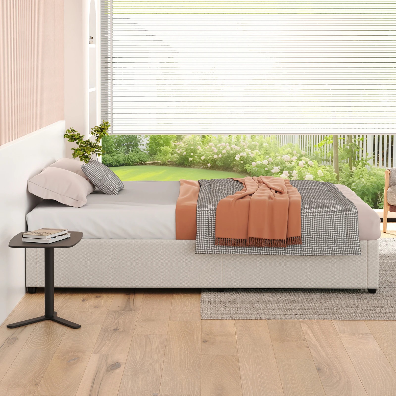 7 Alfordson Bed Frame Single Size Gas Lift Storage Mattress Base Barlow - Beige, 7 of 10