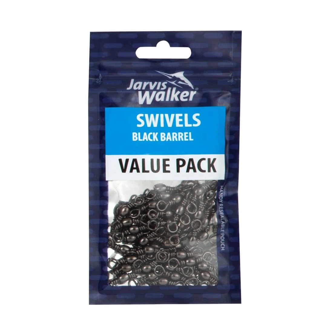 1 70 Pack Jarvis Walker Black Barrel Bulk Pack Swivels - Size 8, 1 of 3