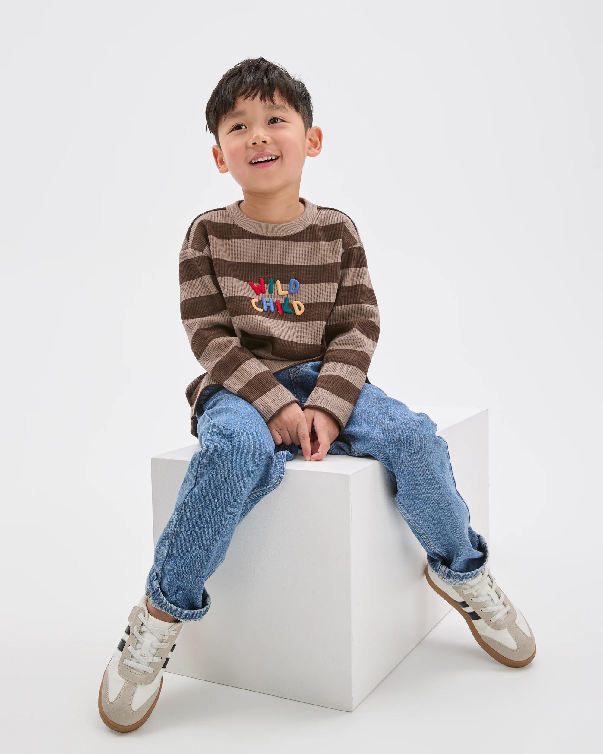 1 Target Kids Australian Cotton Long Sleeve Stripe T-Shirt BROWN, 1 of 8