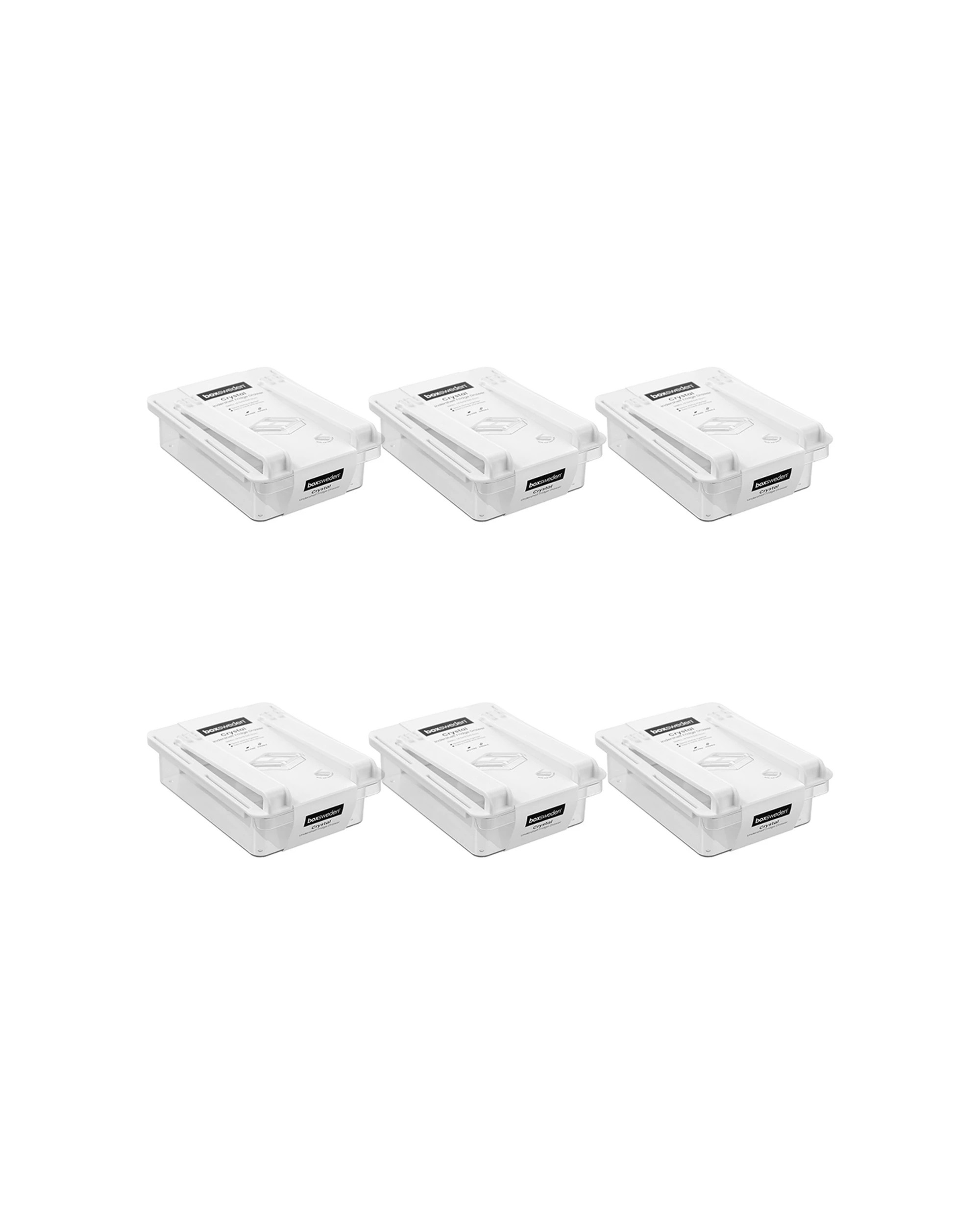 1 Boxsweden 6PK Crystal Undershelf Fridge Drawer Large Durable 19.5cm - White, 1 of 6