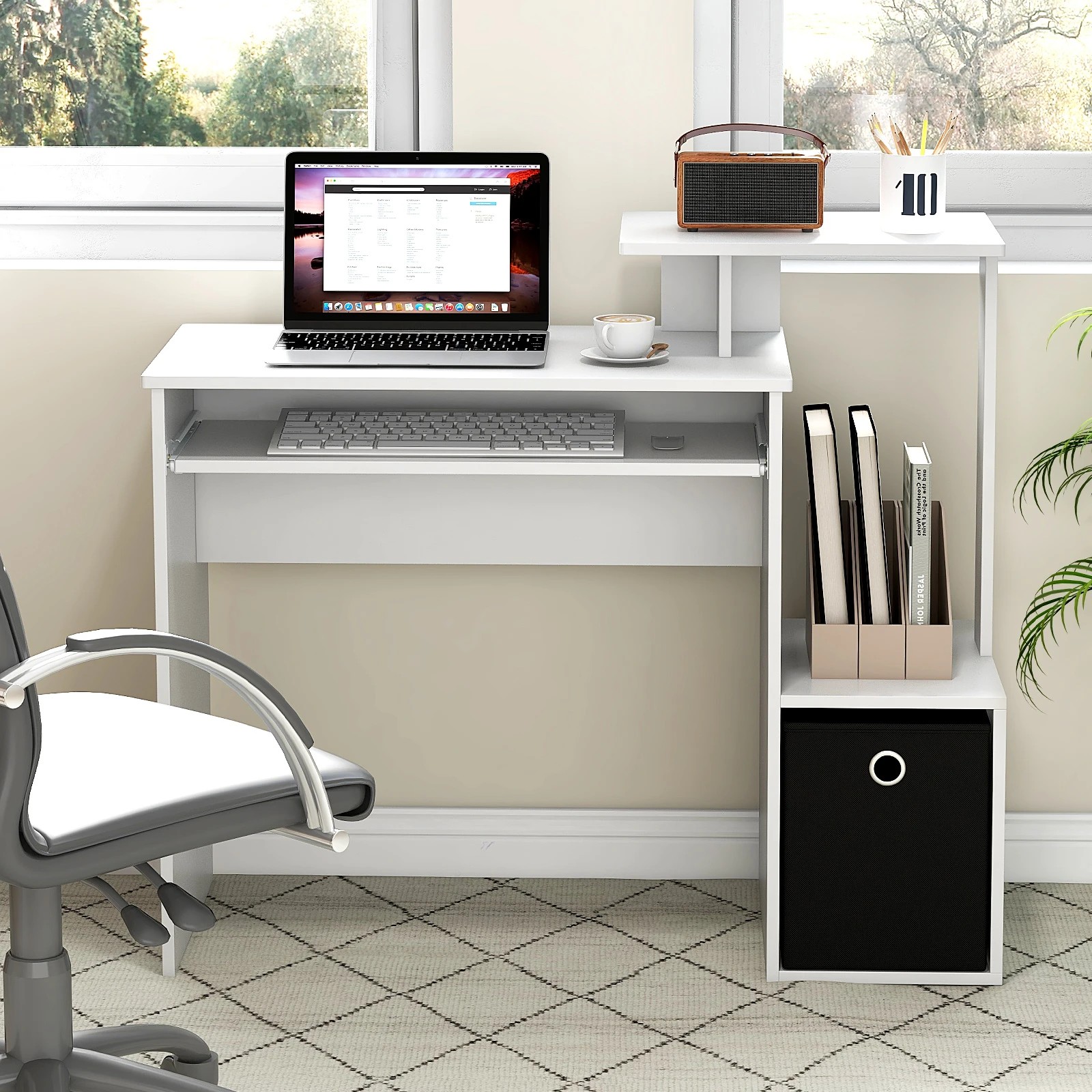 3 Costway Computer Desk Shelf Drawer Cabinet w/Keyboard Tray Home Office Table, 3 of 3