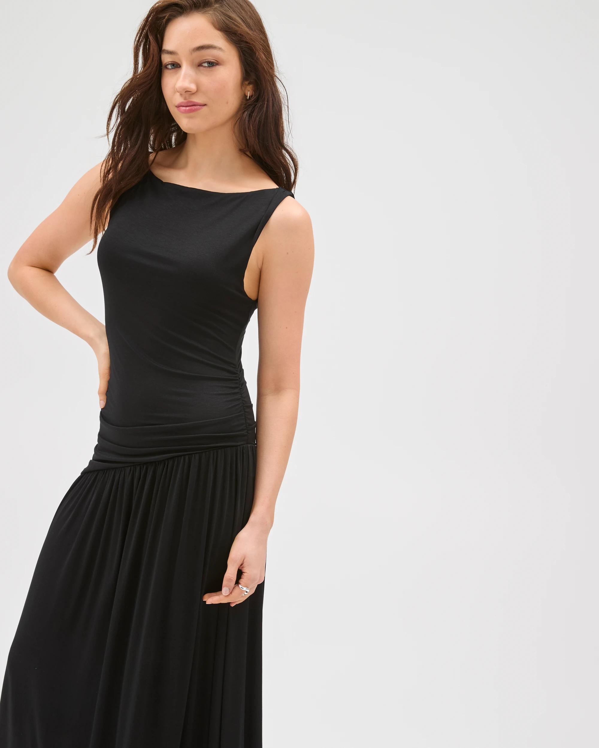 4 Lily Loves Fitted Drape Maxi Dress BLACK, 4 of 7