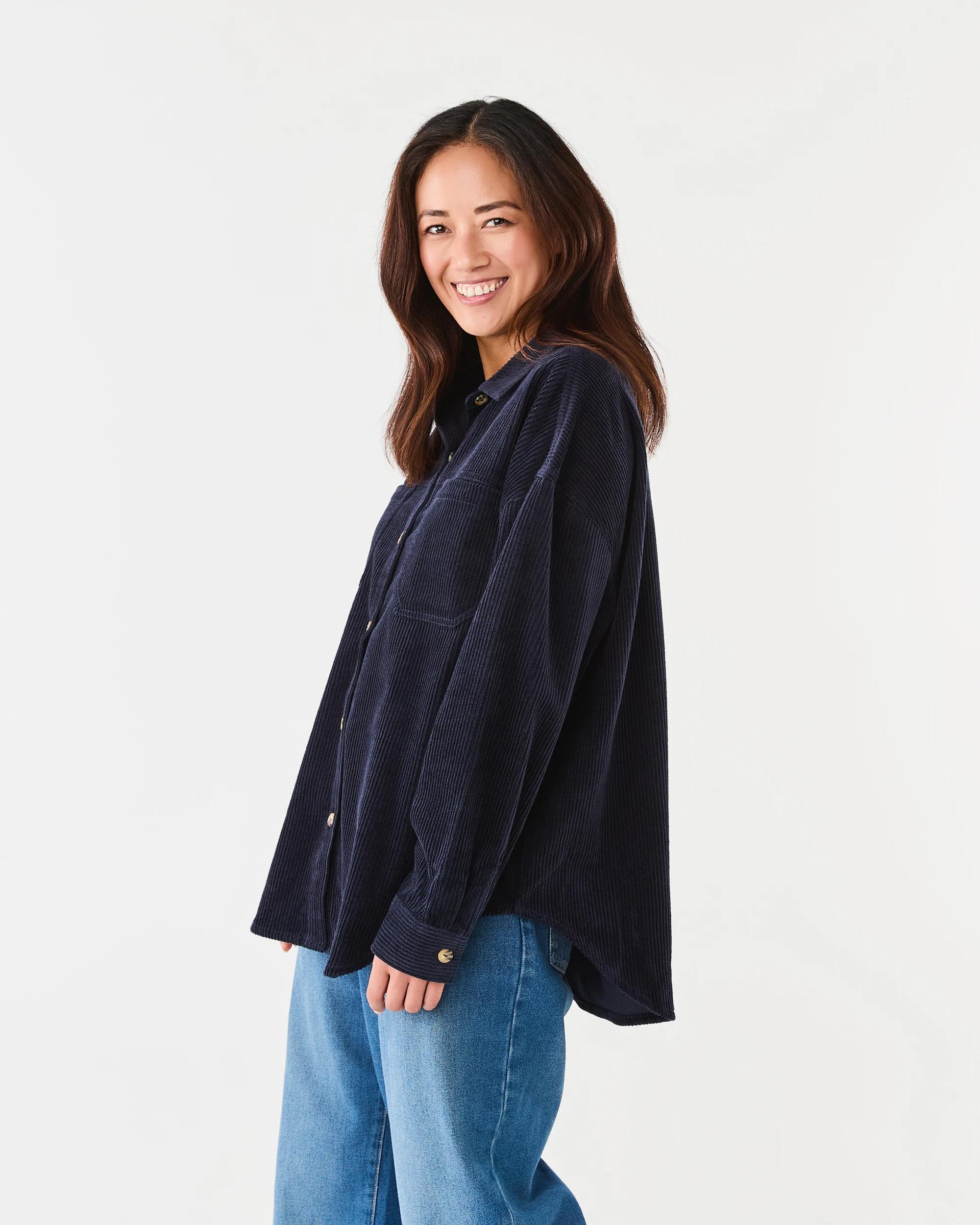 2 Long Sleeve Corduroy Shirt Navy Blaze, 2 of 5