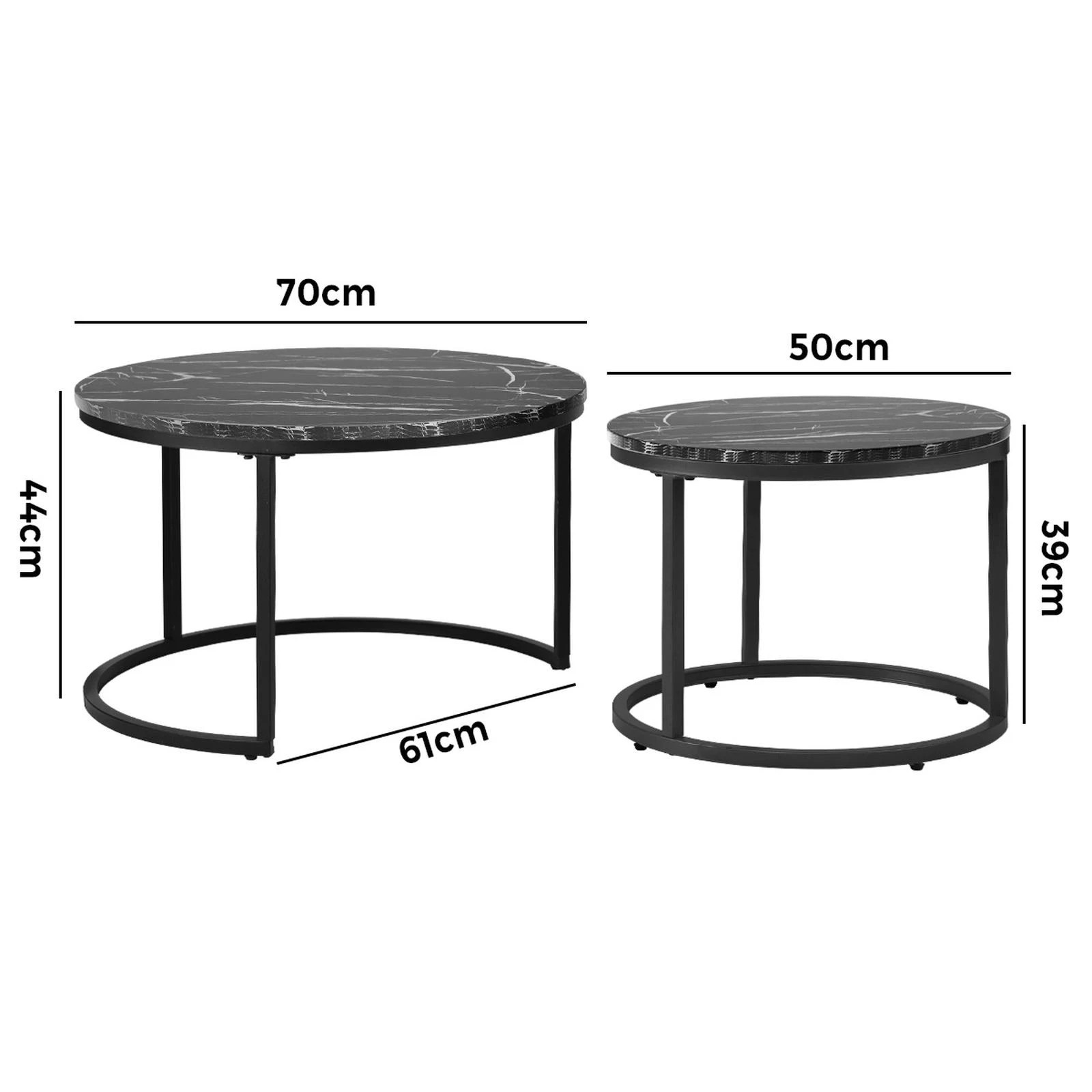10 Oikiture Set Of 2 Coffee Table Round Nesting Side End Table
 - Black, 10 of 10