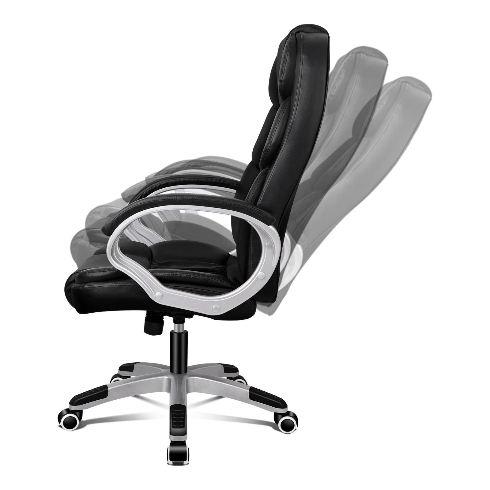 5 Alfordson Office Chair Executive Computer Gaming Racer PU Leather Work Seat - Black, 5 of 10